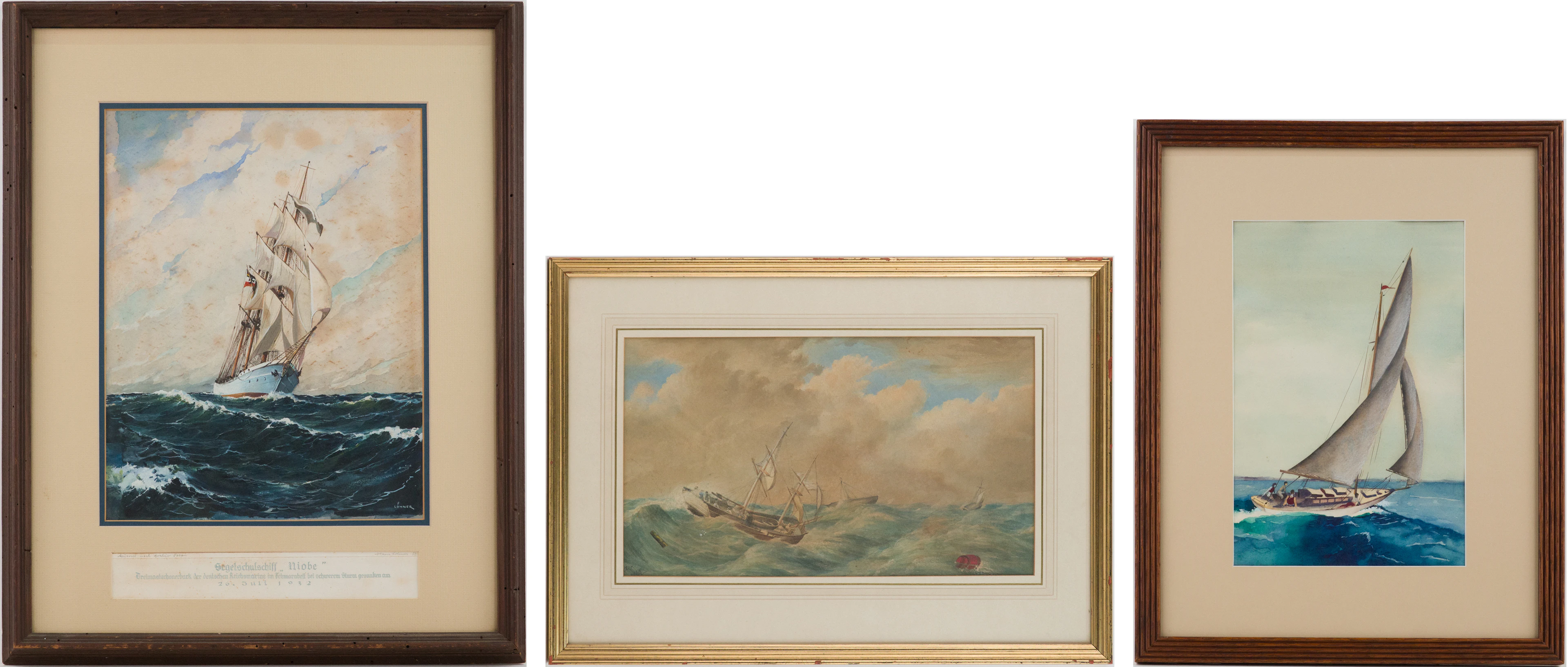 Hans Lohner, Segelschulschiff "Niobe", Gouache on Paper