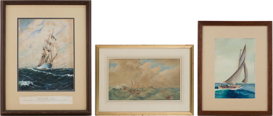 Hans Lohner, Segelschulschiff "Niobe", Gouache on Paper