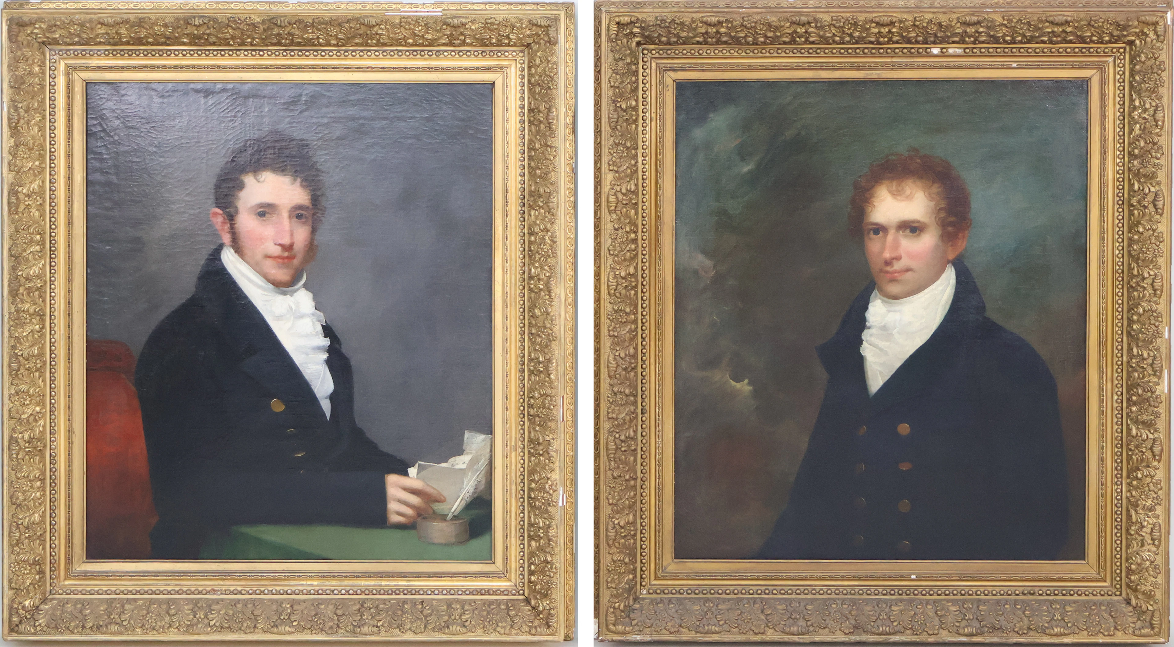 Pair of Portraits of Brothers, Oil on Canvas