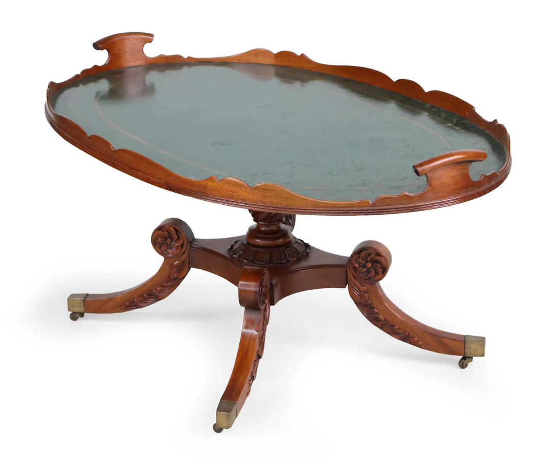 Victorian Mahogany Leather-Inset Tray Top Table