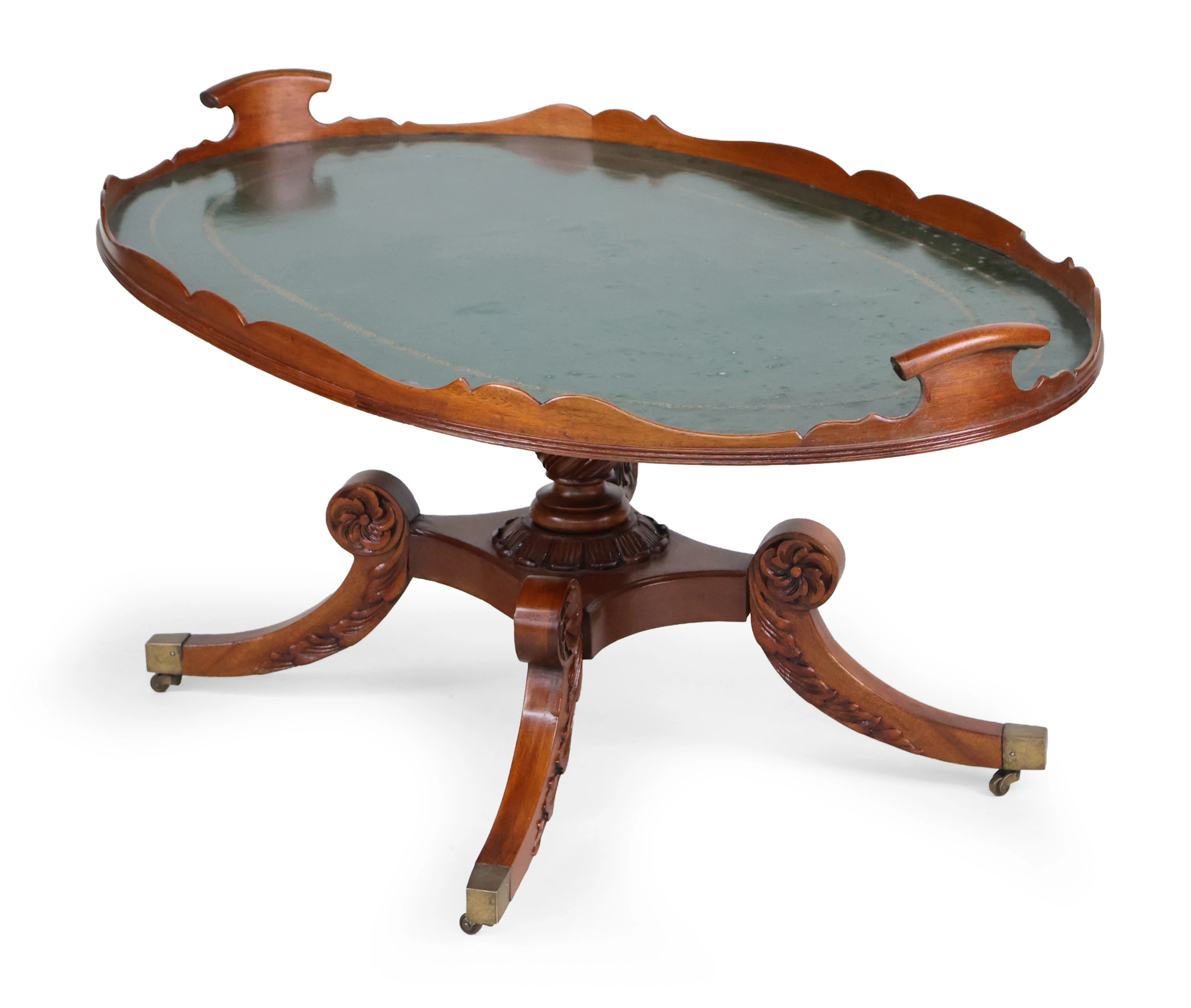 Victorian Mahogany Leather-Inset Tray Top Table
