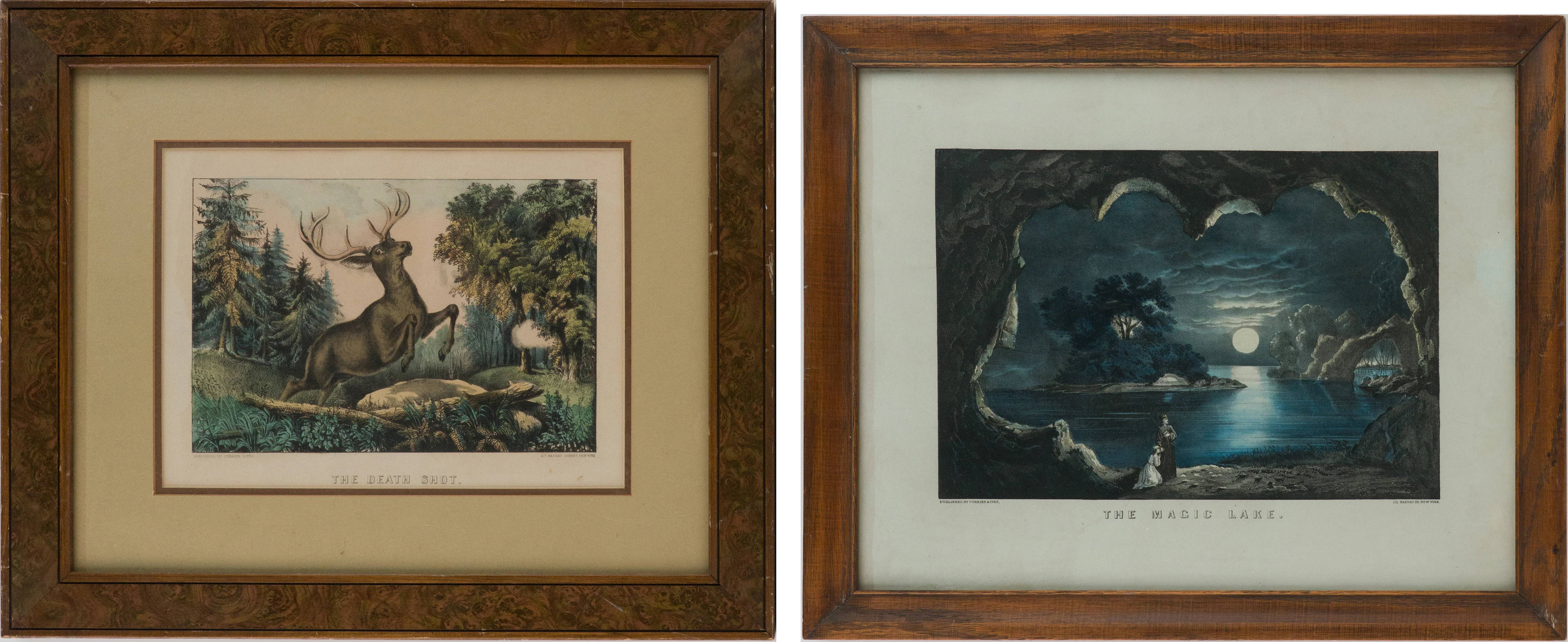 Currier & Ives, The Magic Lake and The Death Shot, Prints