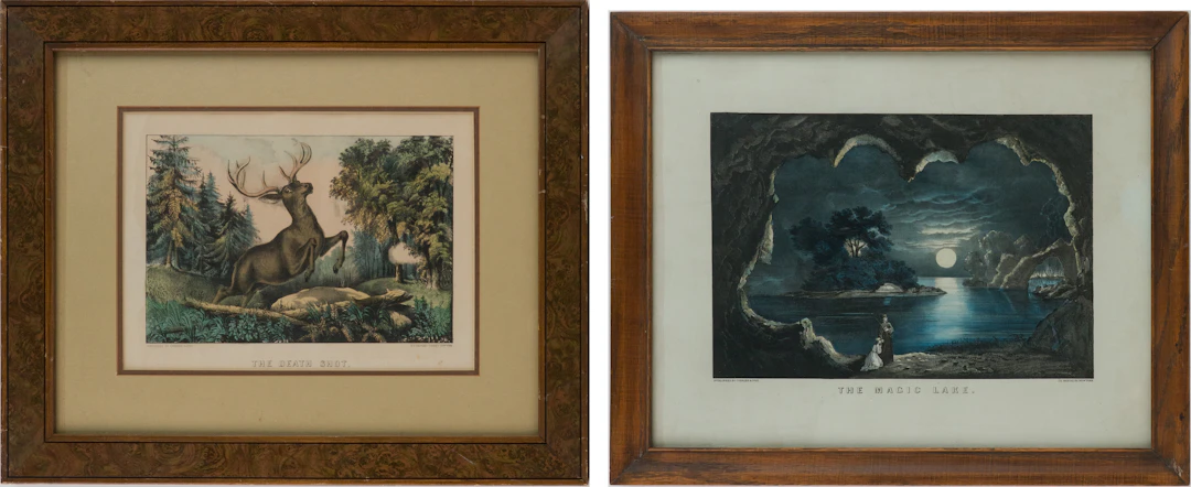 Currier & Ives, The Magic Lake and The Death Shot, Prints