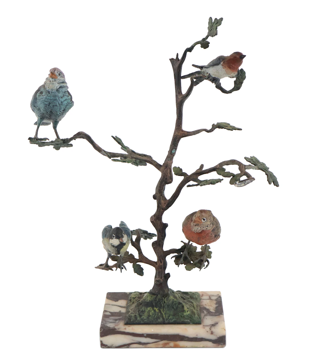 Cold Painted Bronze Tree with Songbirds