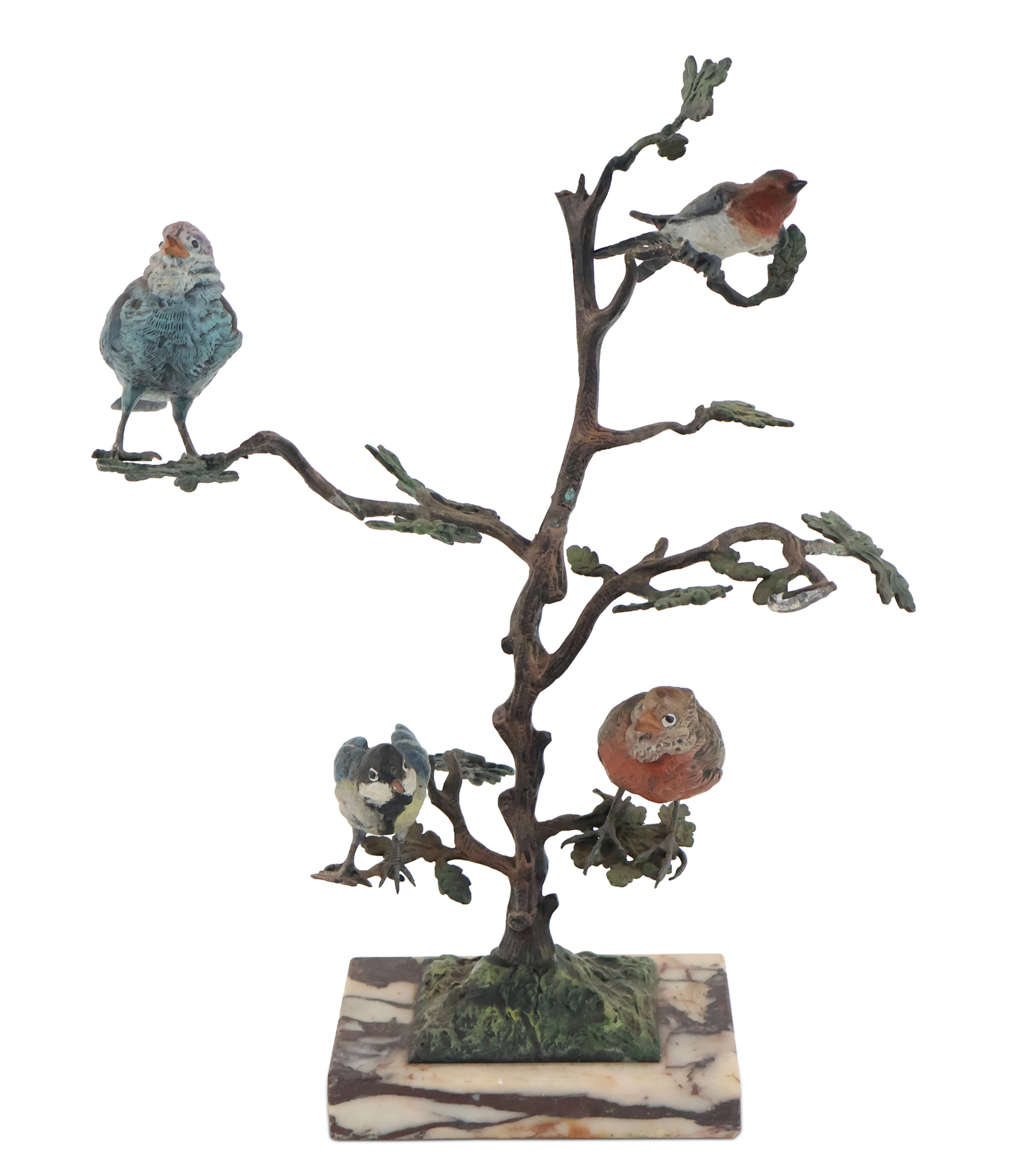 Cold Painted Bronze Tree with Songbirds