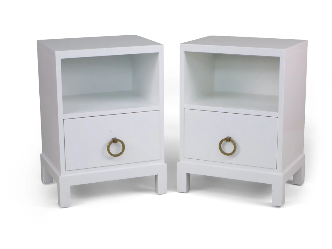 Pair of Widdicomb White Lacquered Nightstands