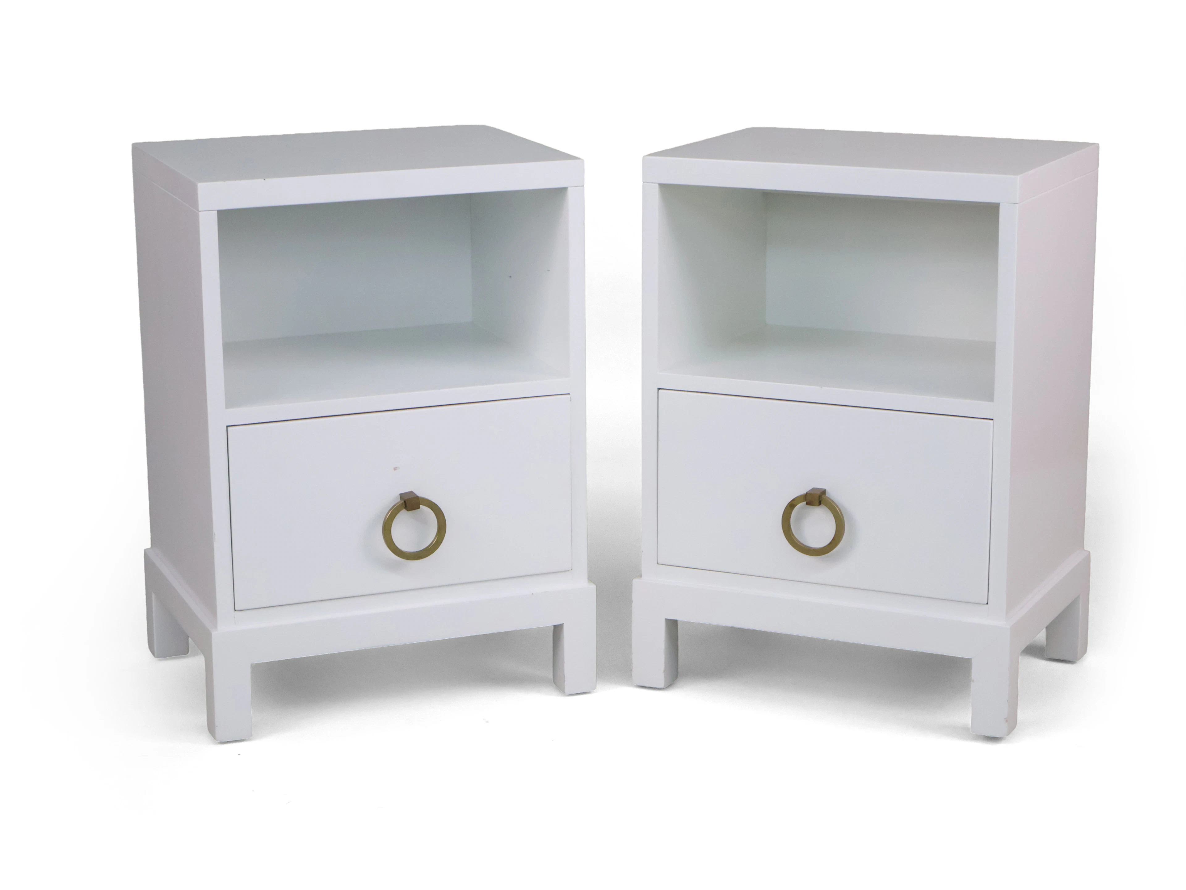 Pair of Widdicomb White Lacquered Nightstands