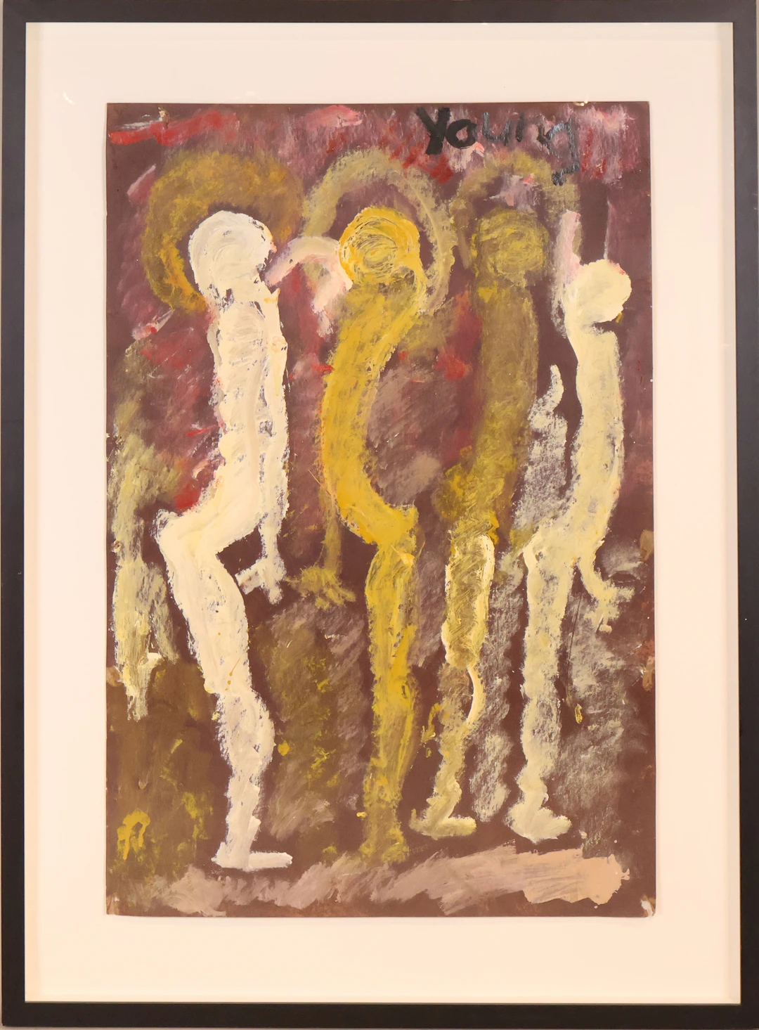 Purvis Young, American 1943-2010, Figures, Oil on Tempered Hardboard