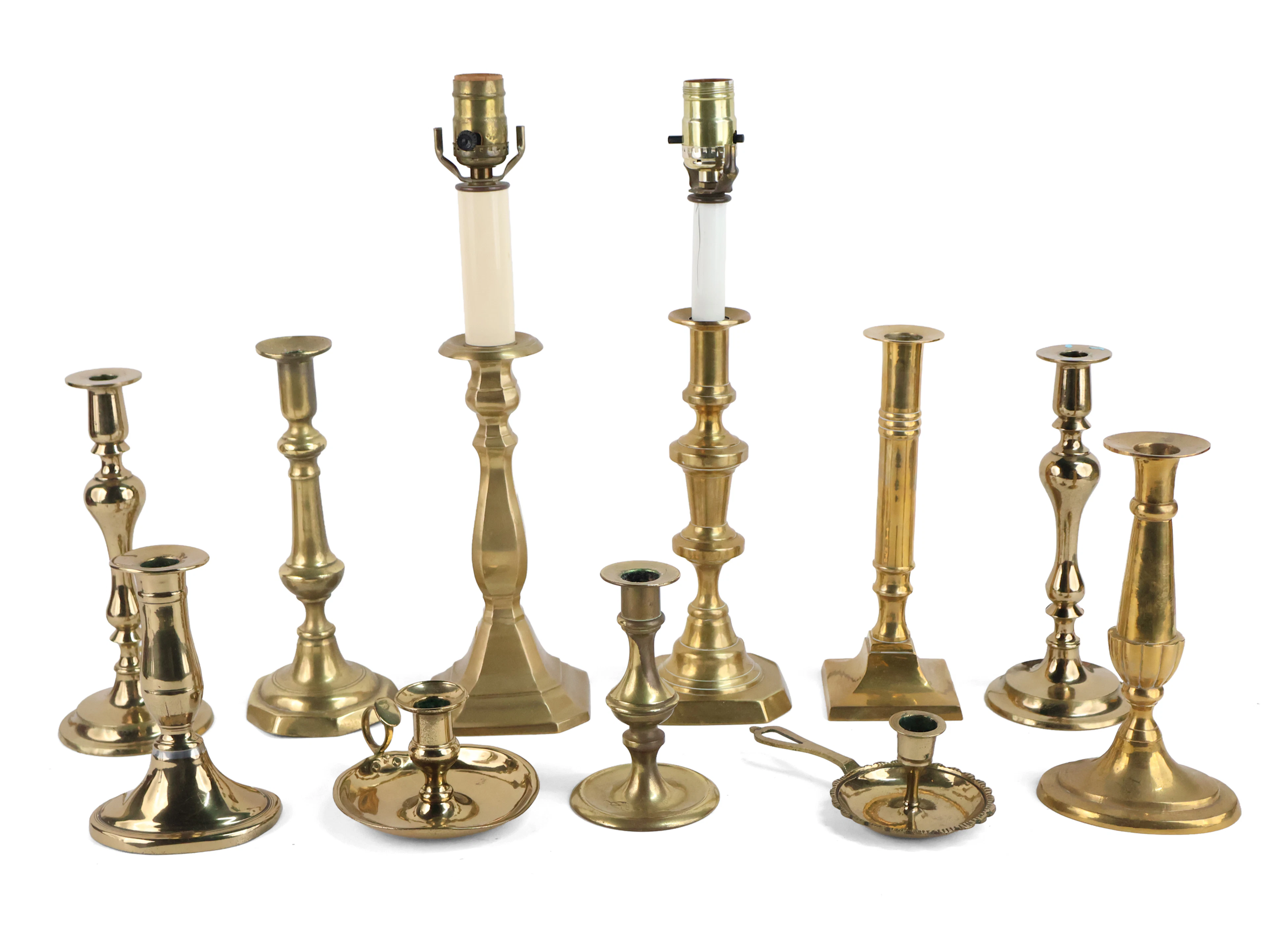 Group of Assorted Brass Candlesticks