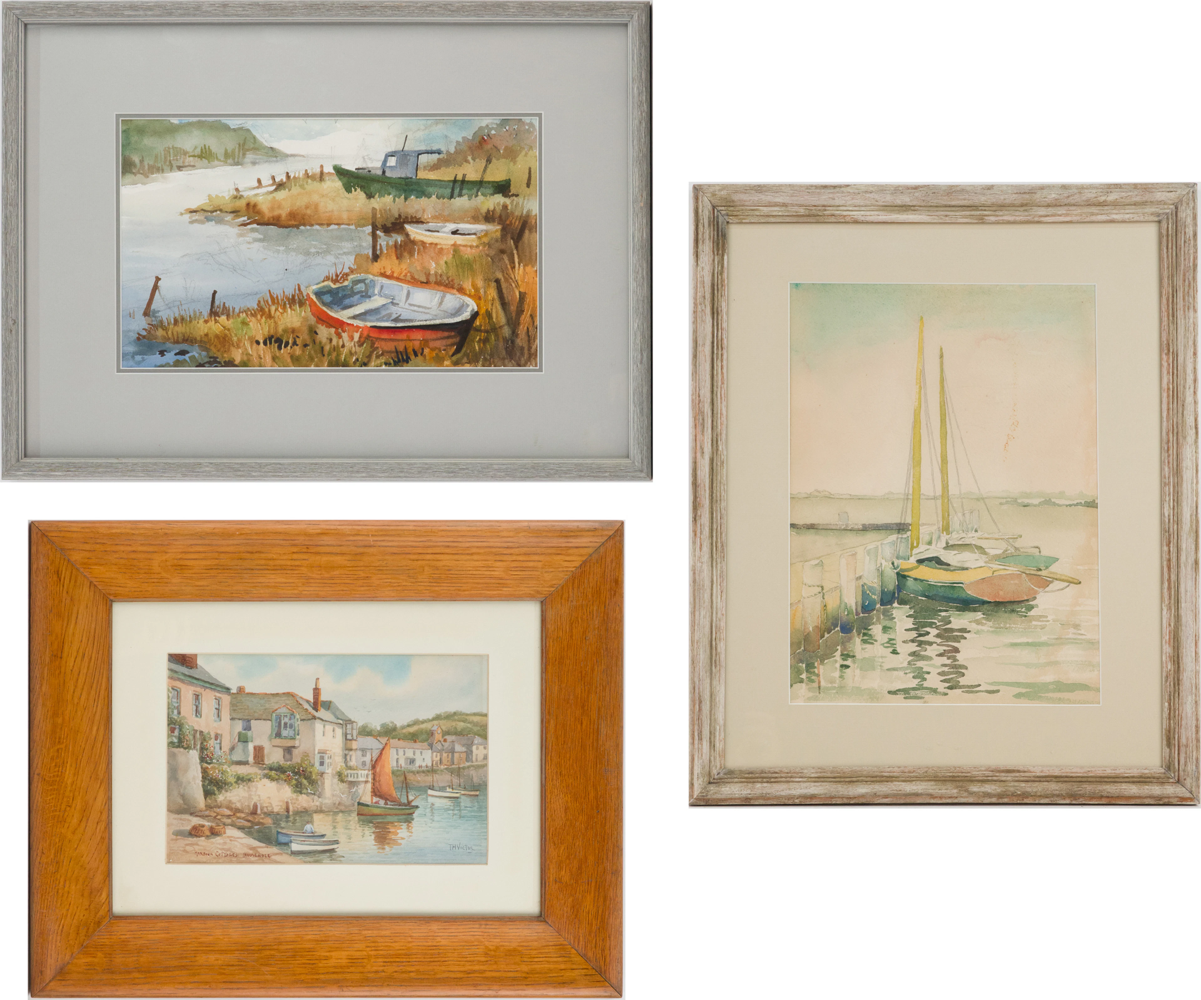 T.H. Victor, 1894-1980, Harbour Cottages Mousehole, Watercolor on Paper