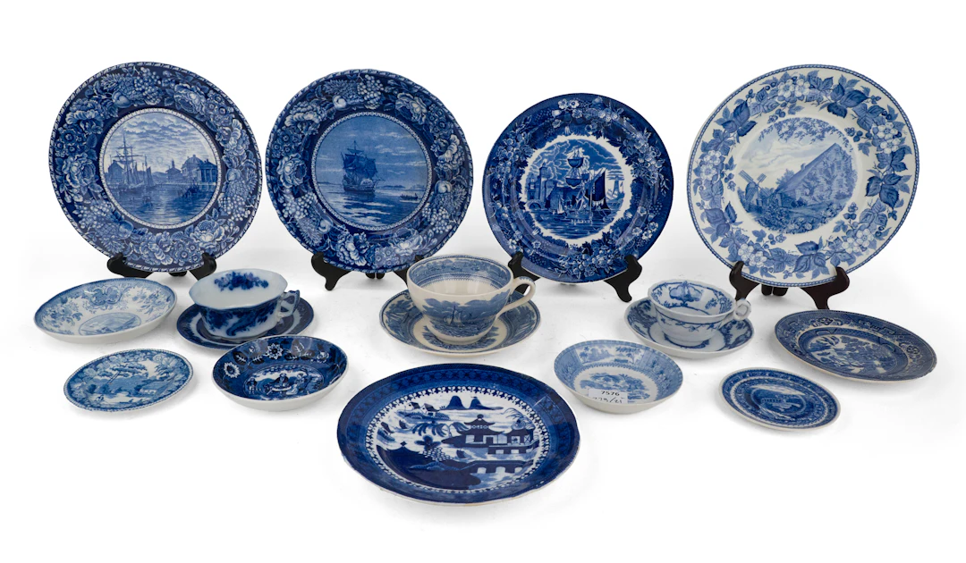 Group of Blue Transferware Dinnerware