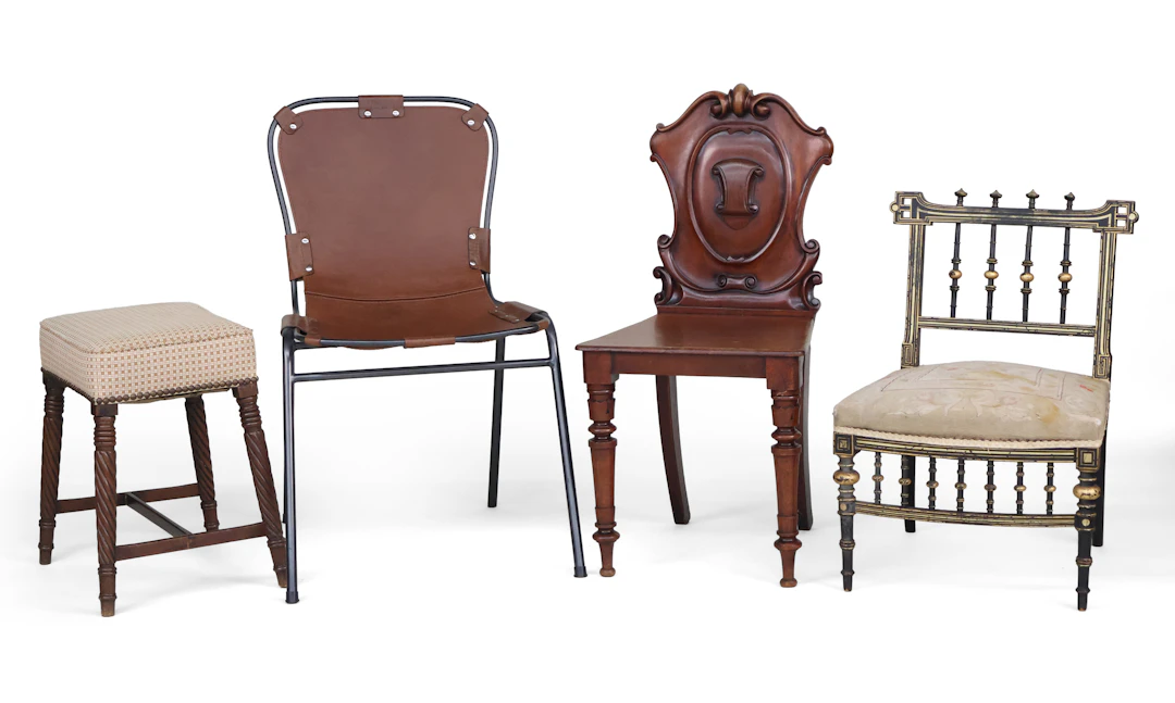 Three Assorted Chairs and a Stool