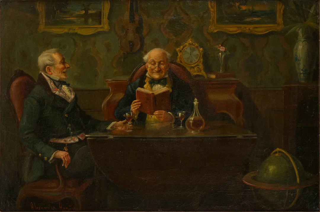 Alexander Austen, 1859-1924, Two Gentleman Sharing a Drink, Oil on Canvas