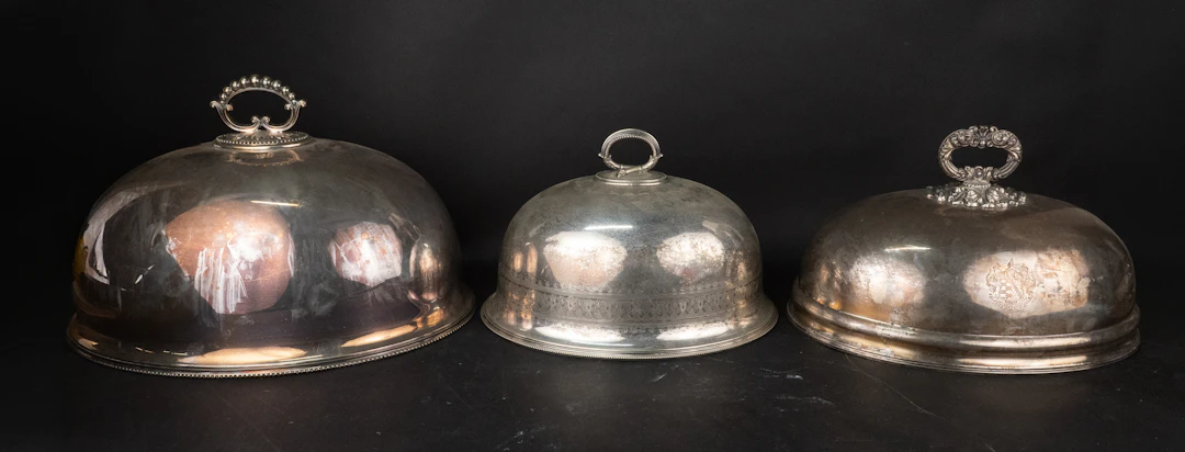 Three Antique Meat Domes