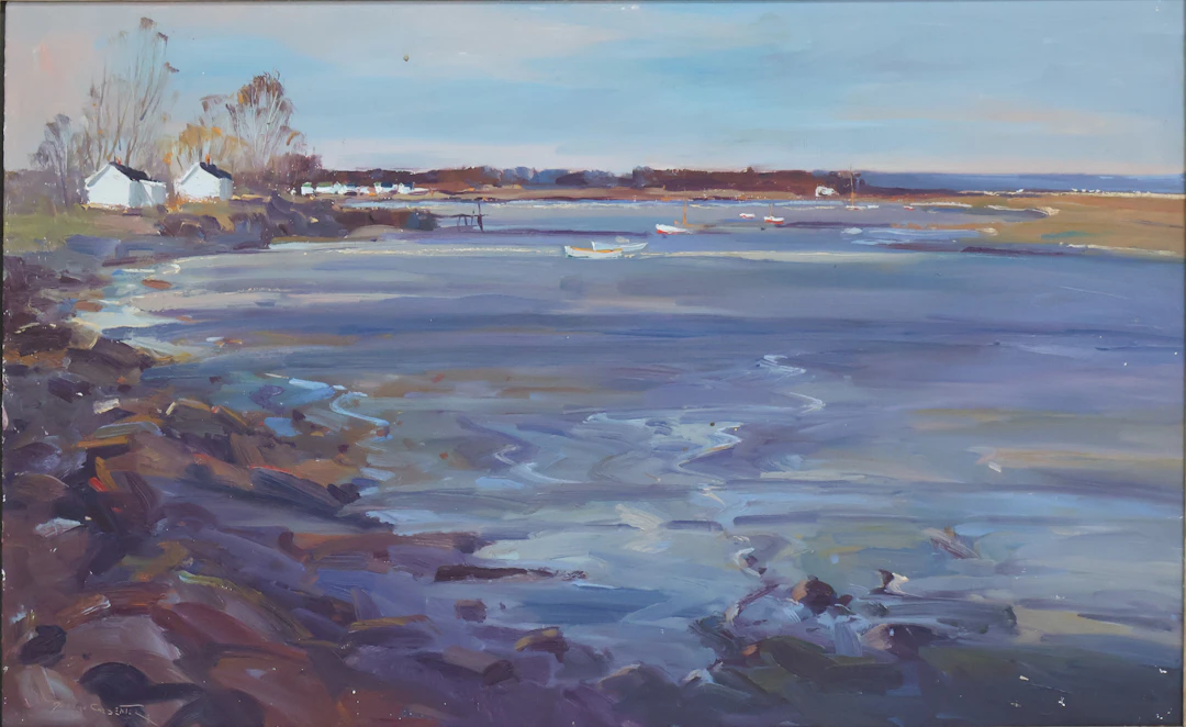 George Carpenter, American 1928-2006, Ogunquit Harbor, Oil on Masonite