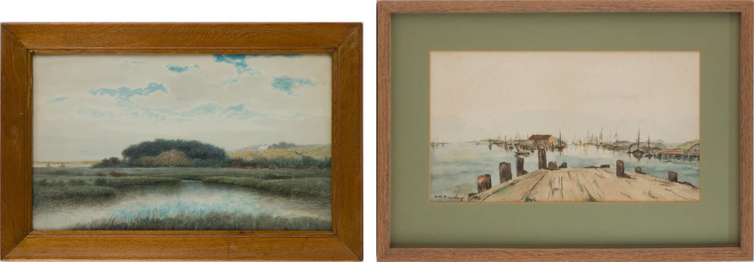 Samuel R Chaffee, American 1850-1913, Marshlands, Mixed Media on Paper
