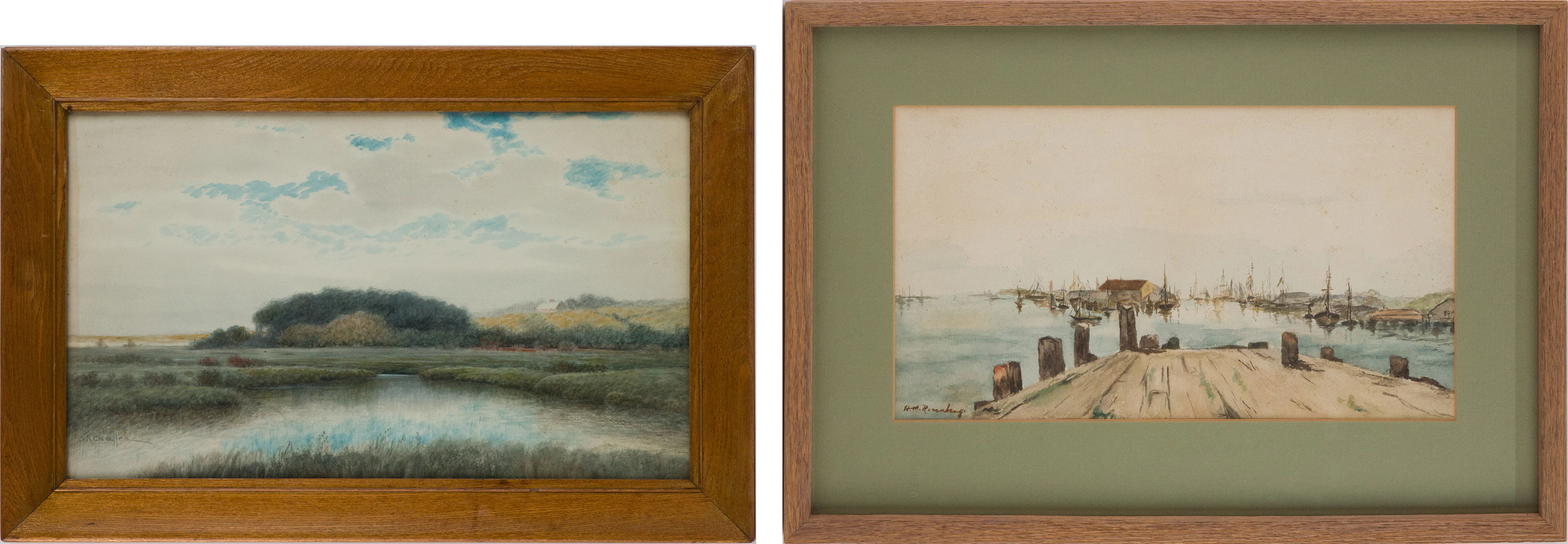 Samuel R Chaffee, American 1850-1913, Marshlands, Mixed Media on Paper