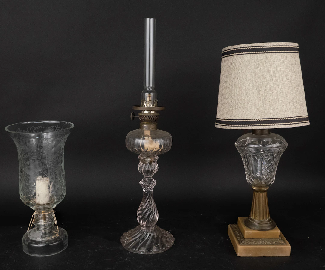 Three Colorless Glass Fluid Lamps