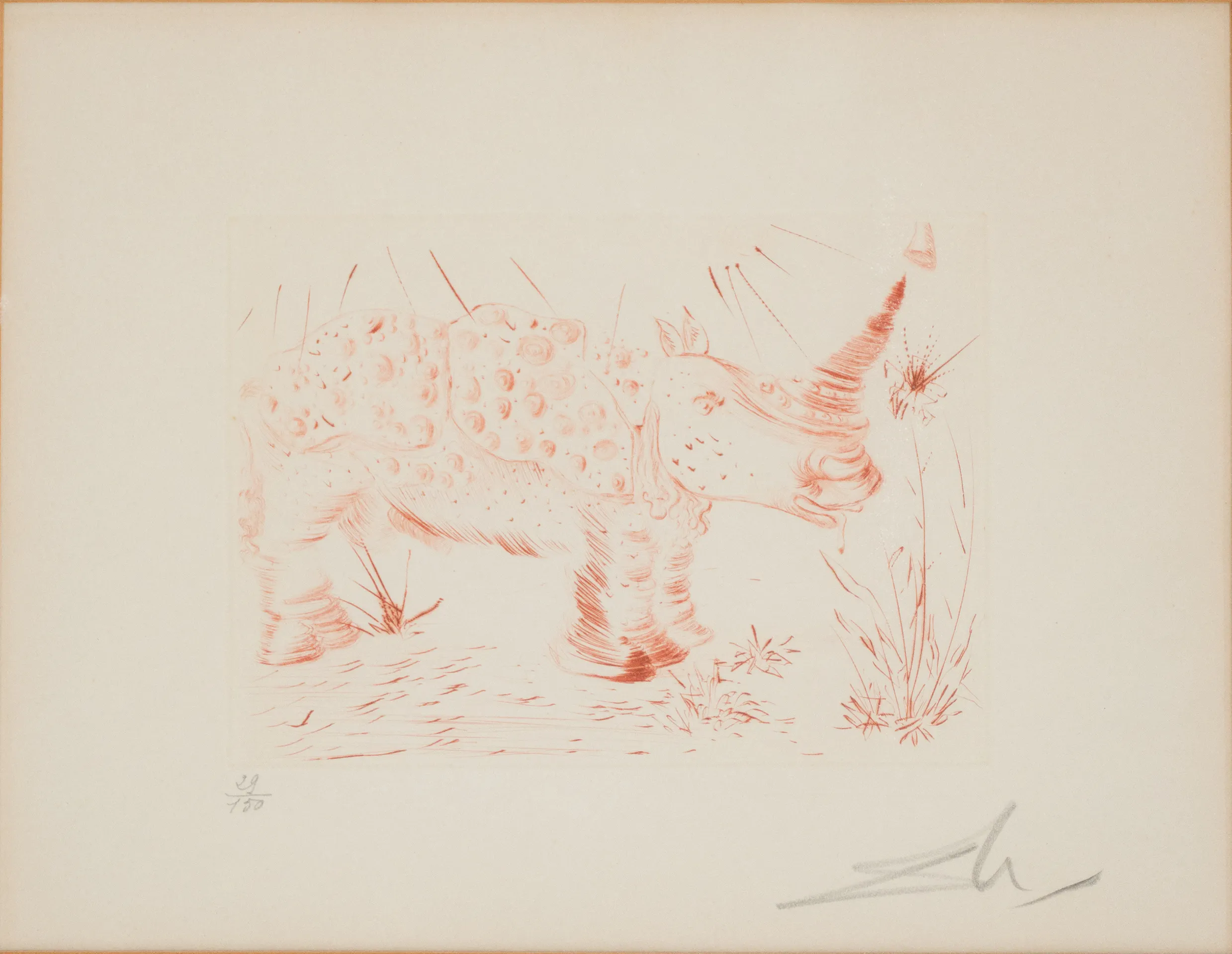 Salvador Dali, Spanish 1904-1989, Rhino, Etching