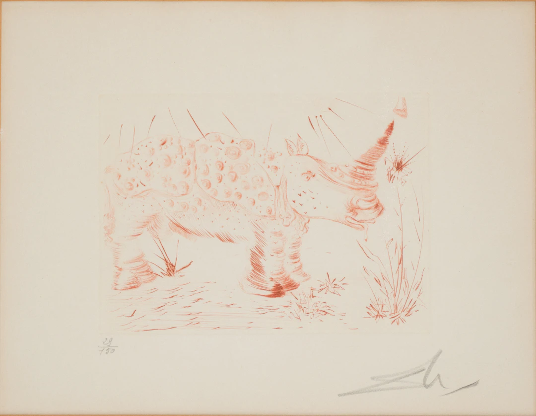 Salvador Dali, Spanish 1904-1989, Rhino, Etching