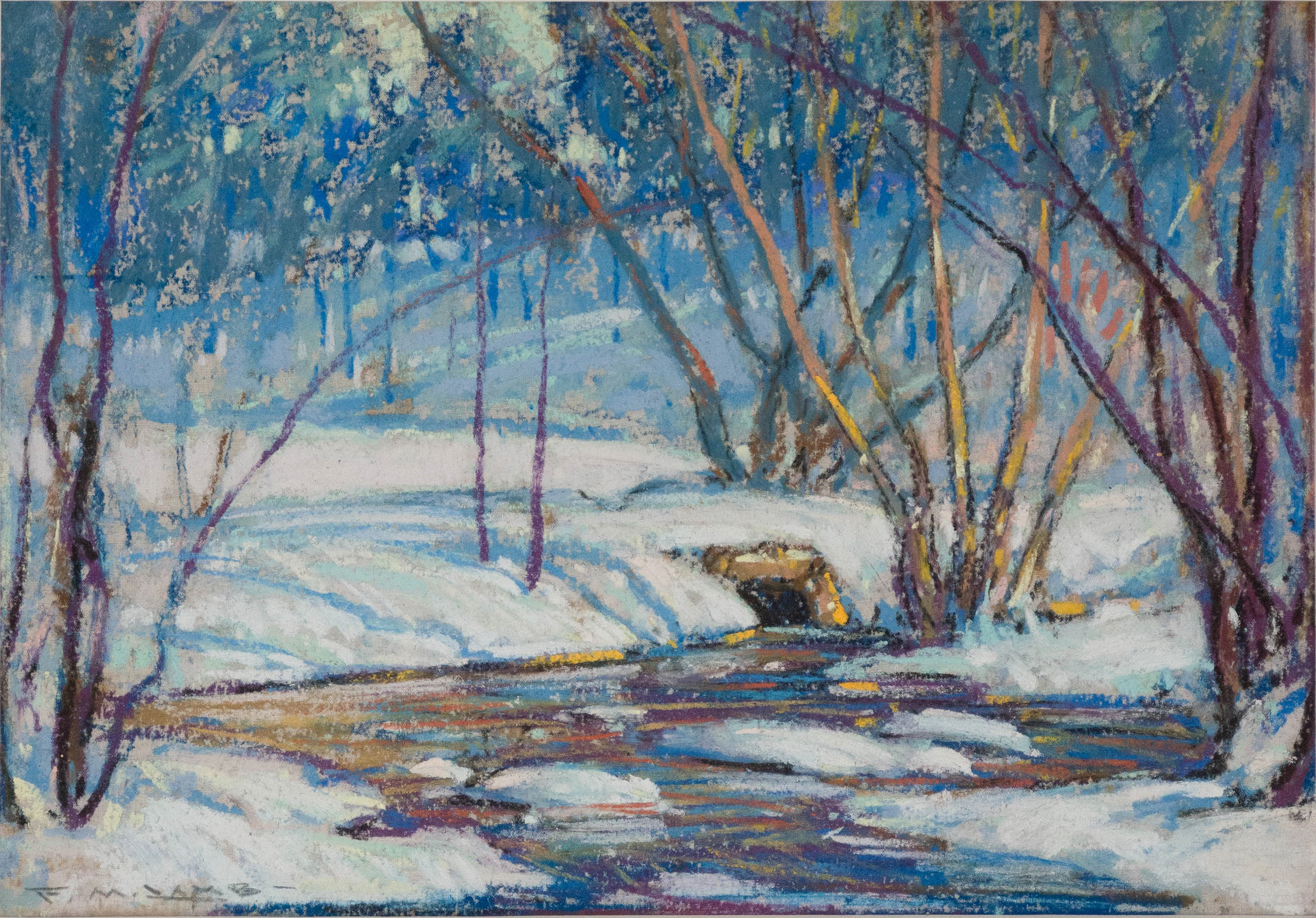 Frederick Mortimer Lamb, 1861-1936, Winterscape, Pastel on Paper