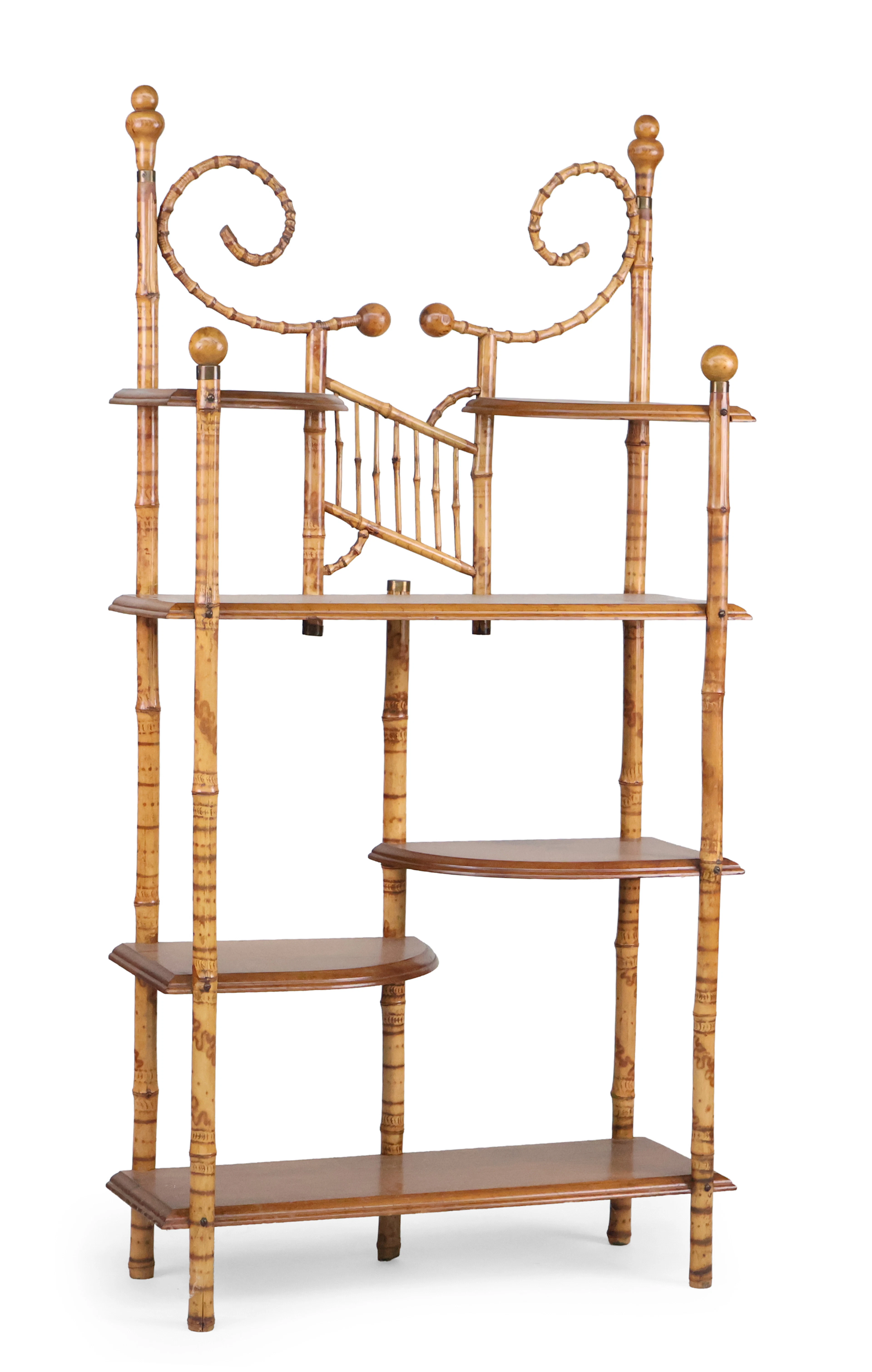 Victorian Bamboo and Fruitwood Etagere
