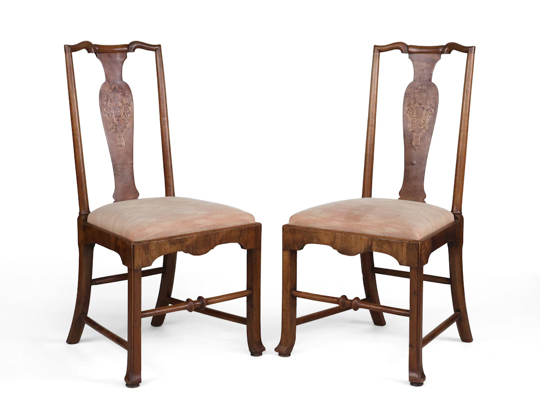 Pair of William and Mary Marquetry Chairs