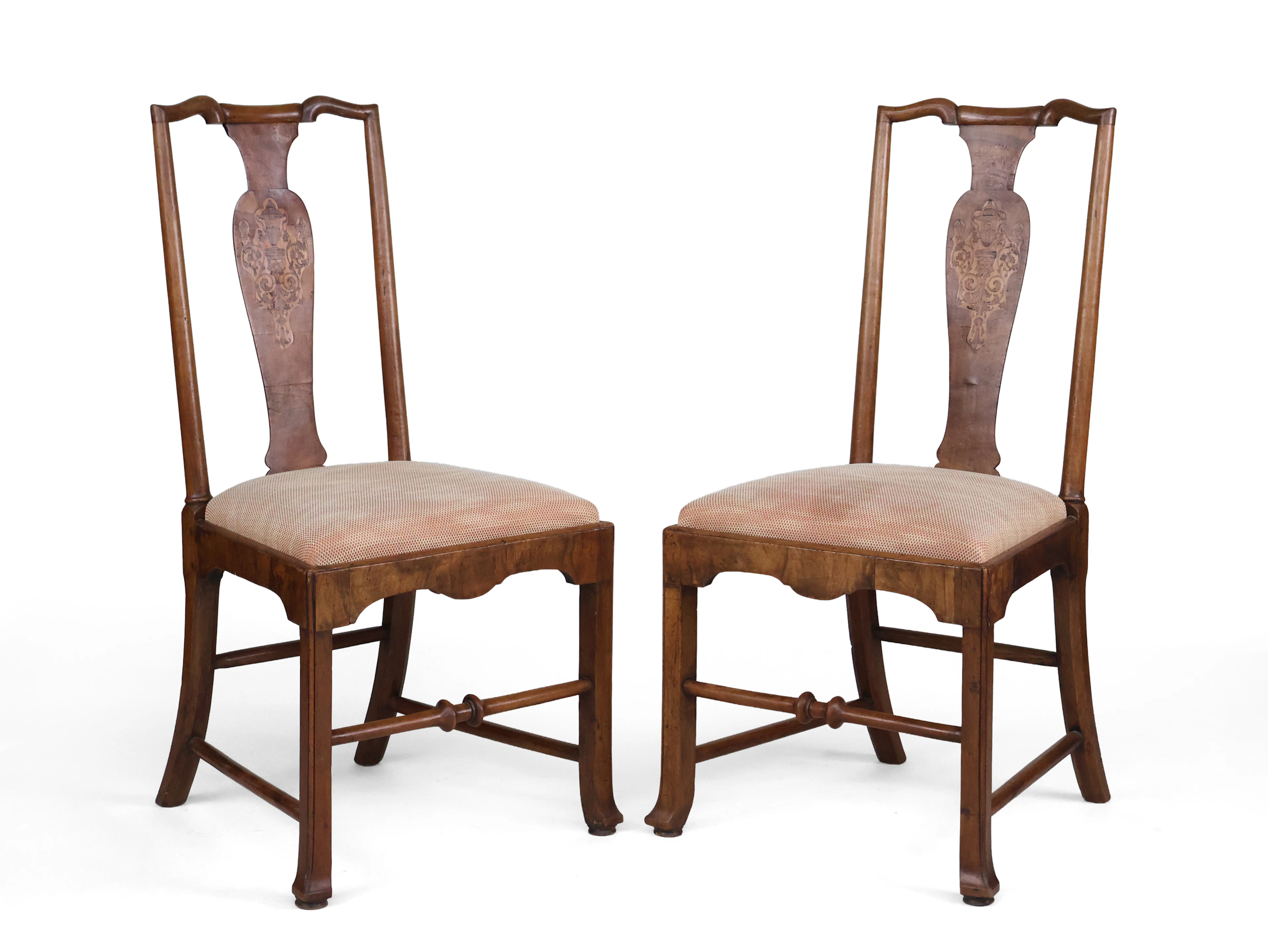 Pair of William and Mary Marquetry Chairs