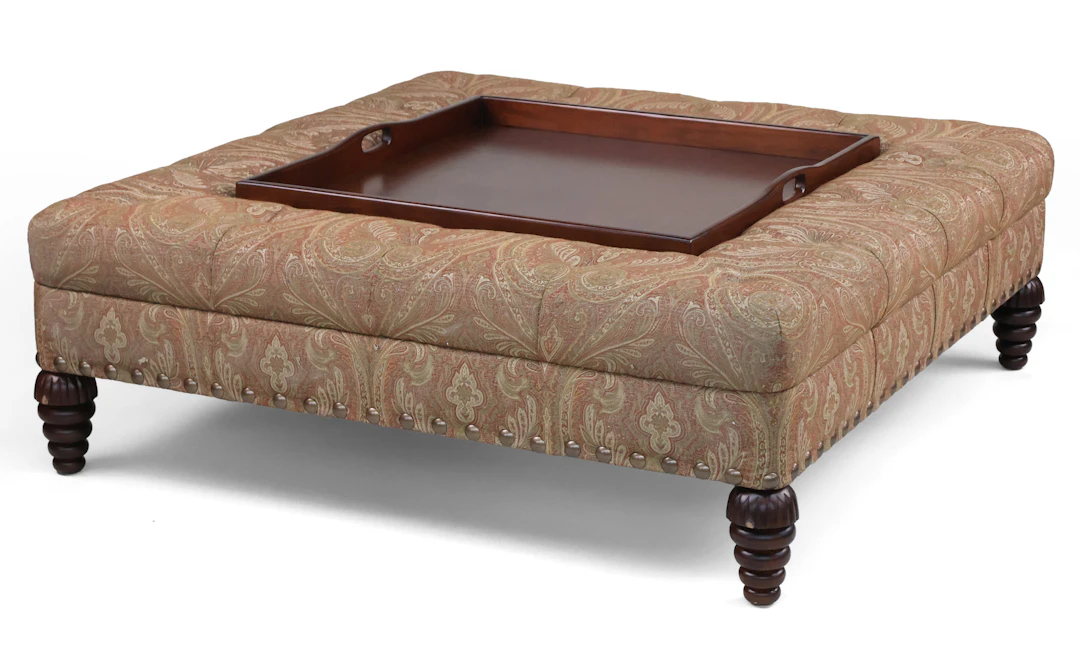 Contemporary Ottoman with Inset Tray