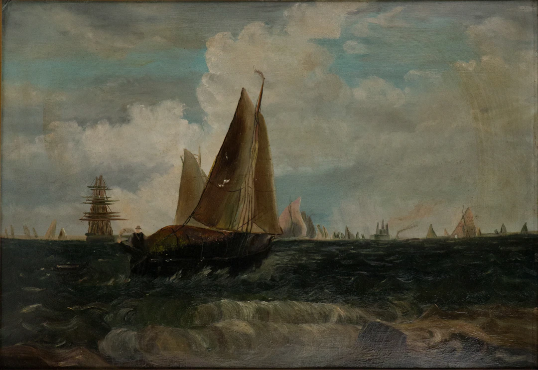 Armada of Sailing Ships, Oil on Panel