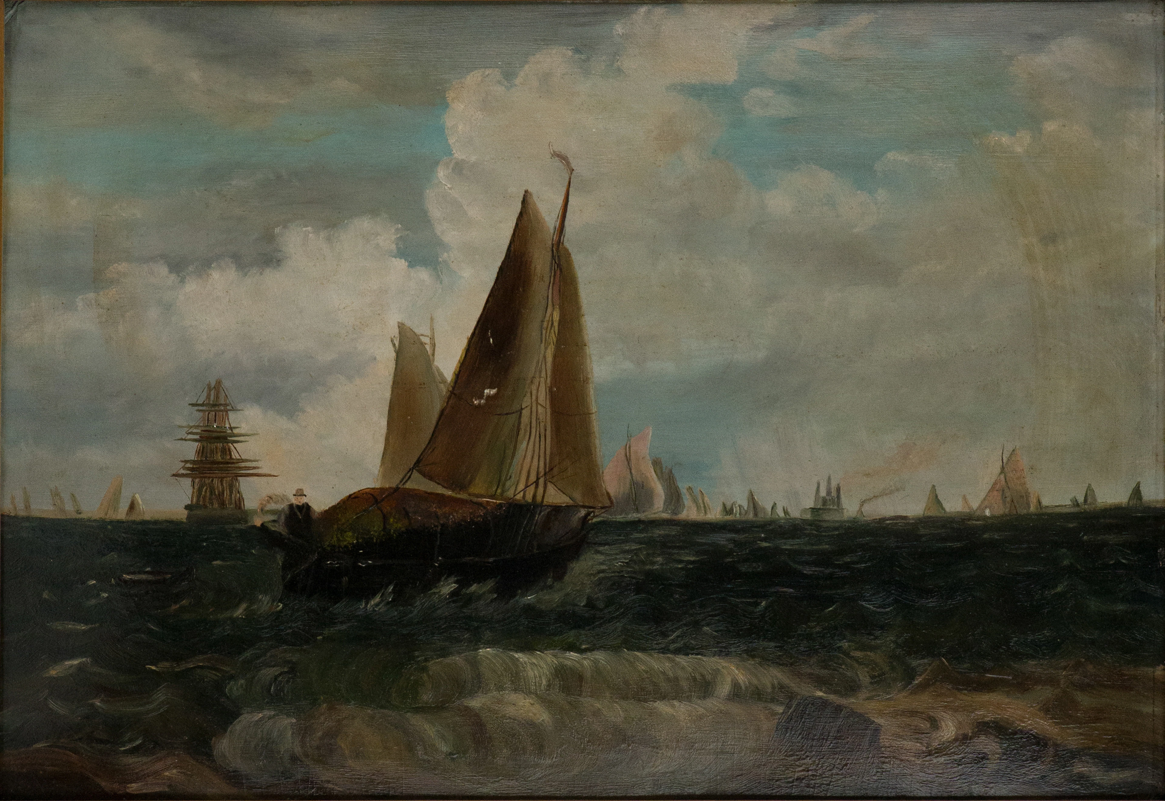 Armada of Sailing Ships, Oil on Panel
