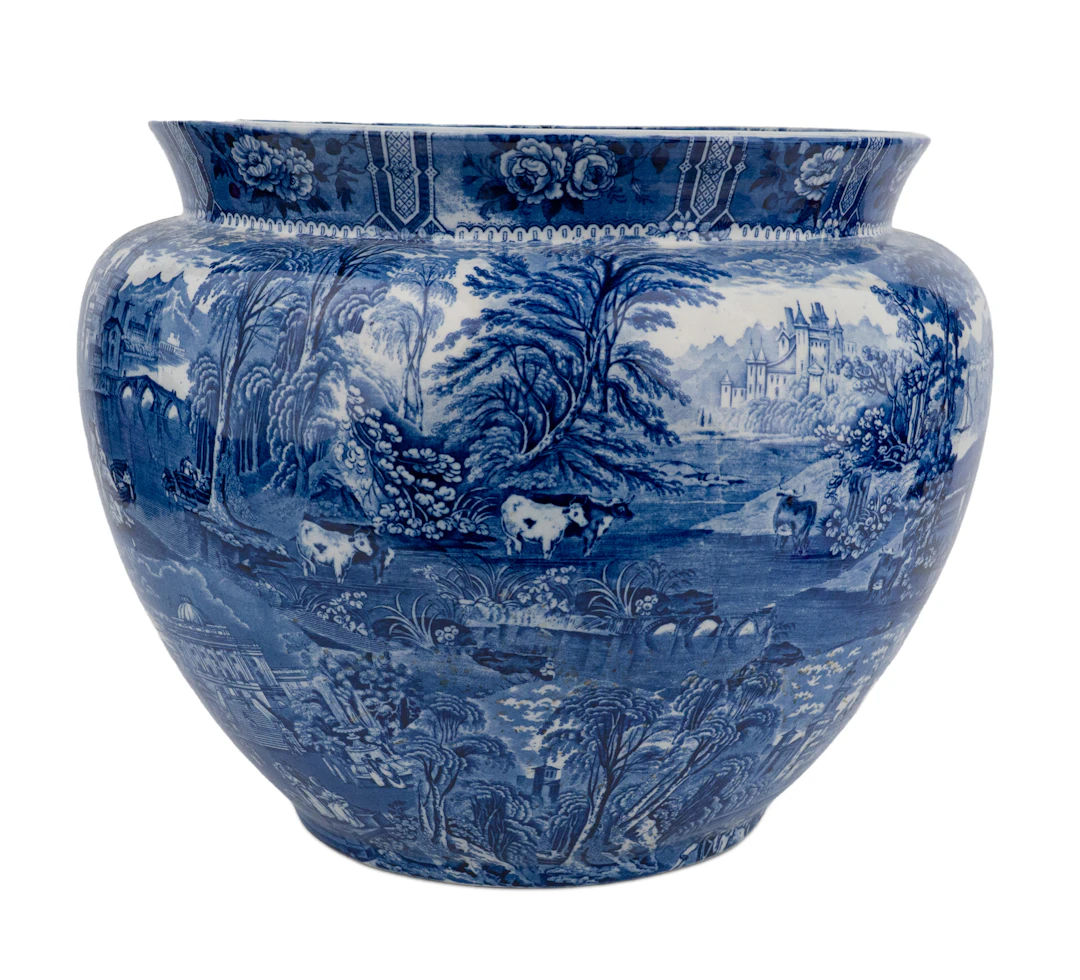 Cauldon Blue Transferware Jardiniere