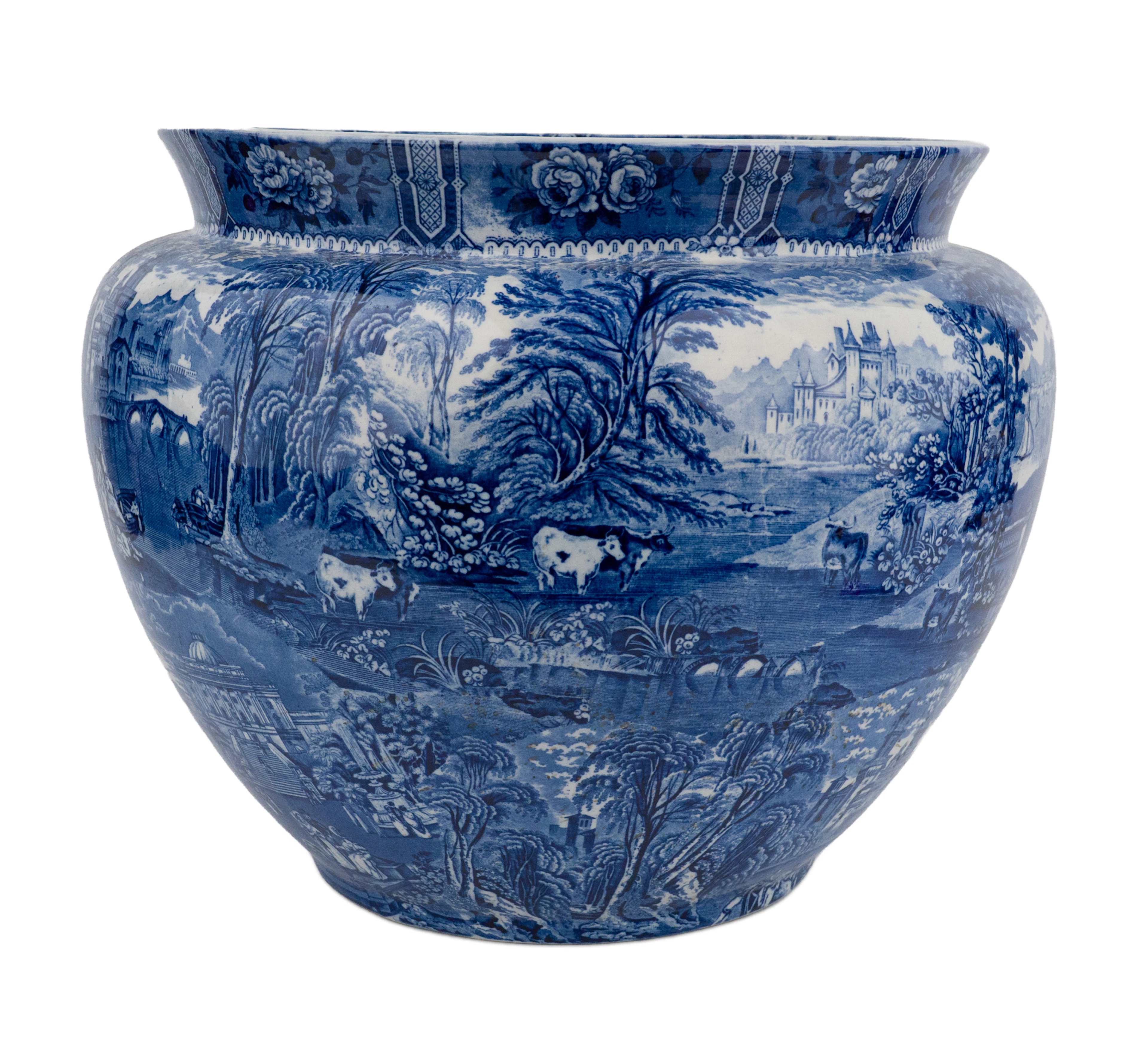 Cauldon Blue Transferware Jardiniere
