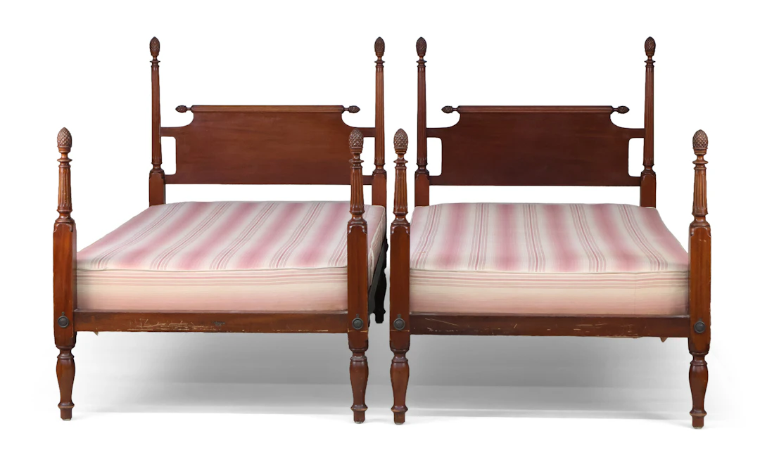 Pair of Margolis Federal Style Cherrywood Bedsteads