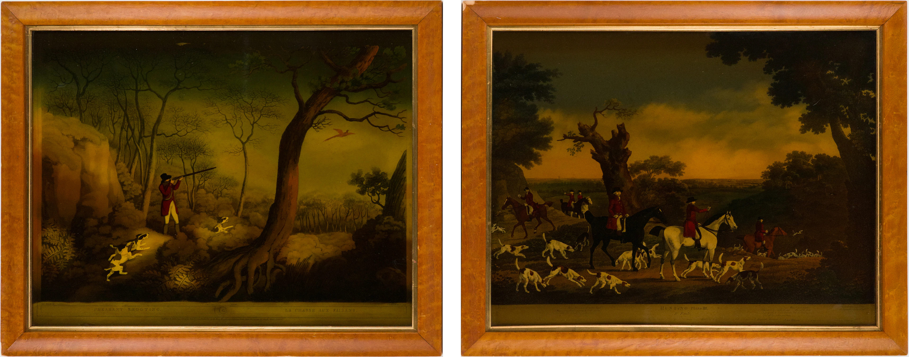 Two Hunting, Reverse Glass Prints