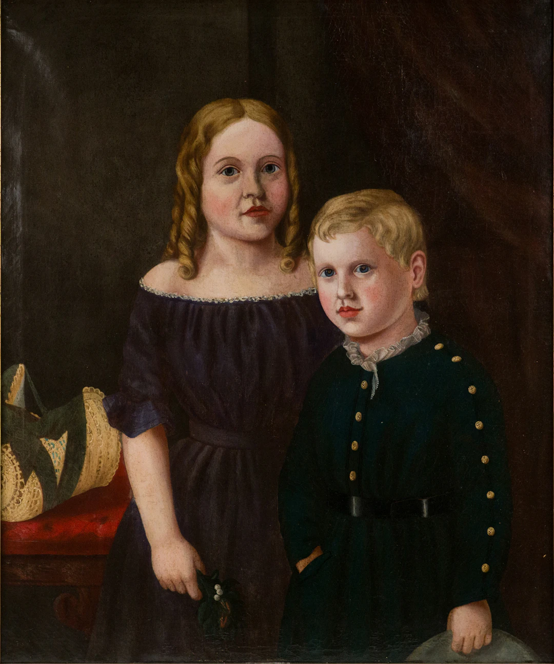 Double Portrait of Children, Oil on Canvas