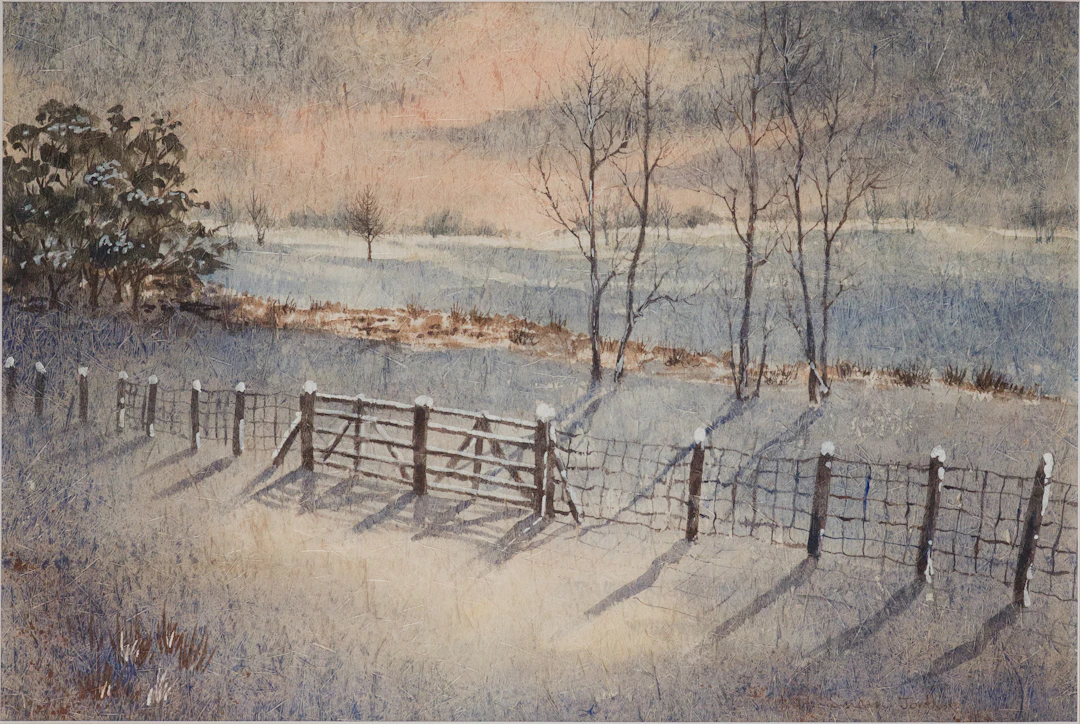 Susan Jordan, Snow Covered Field, Watercolor on Paper