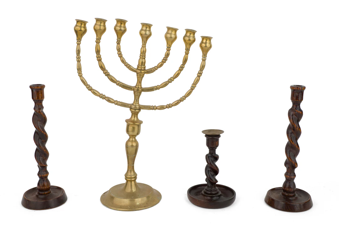 Three Oak Barley Twist Candlesticks