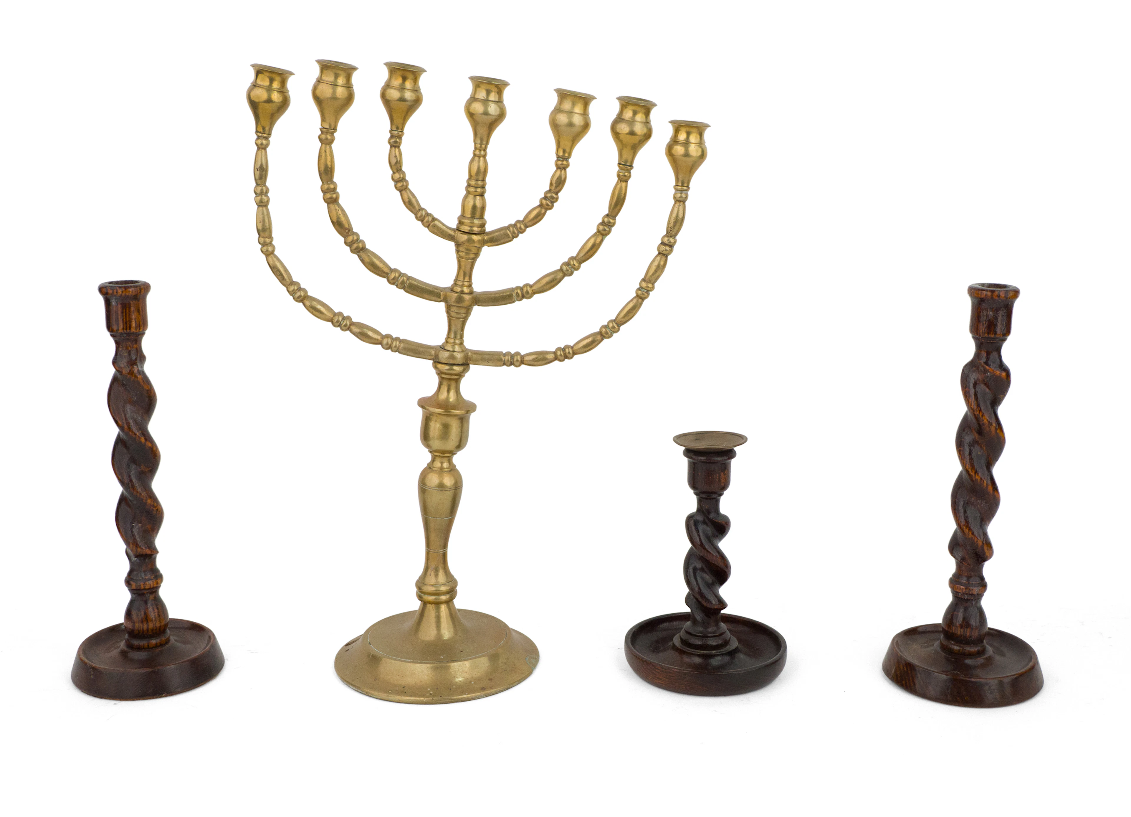 Three Oak Barley Twist Candlesticks