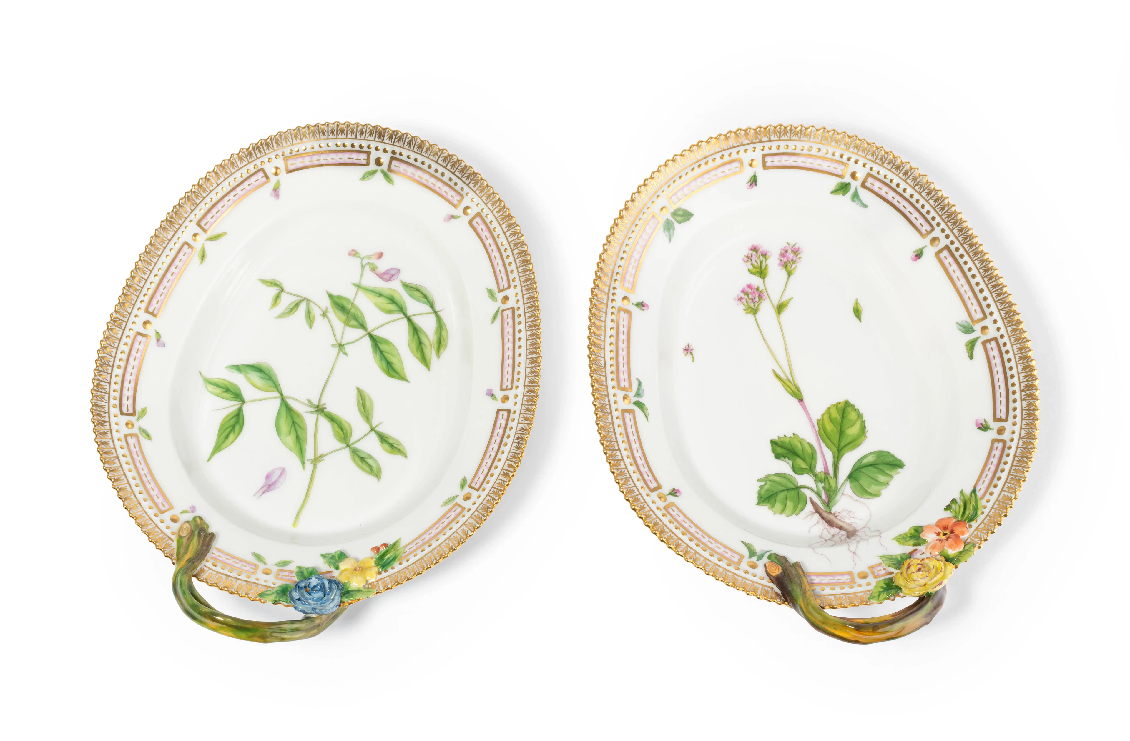 Royal Copenhagen, 1 Paar Henkelschalen "Flora Danica"