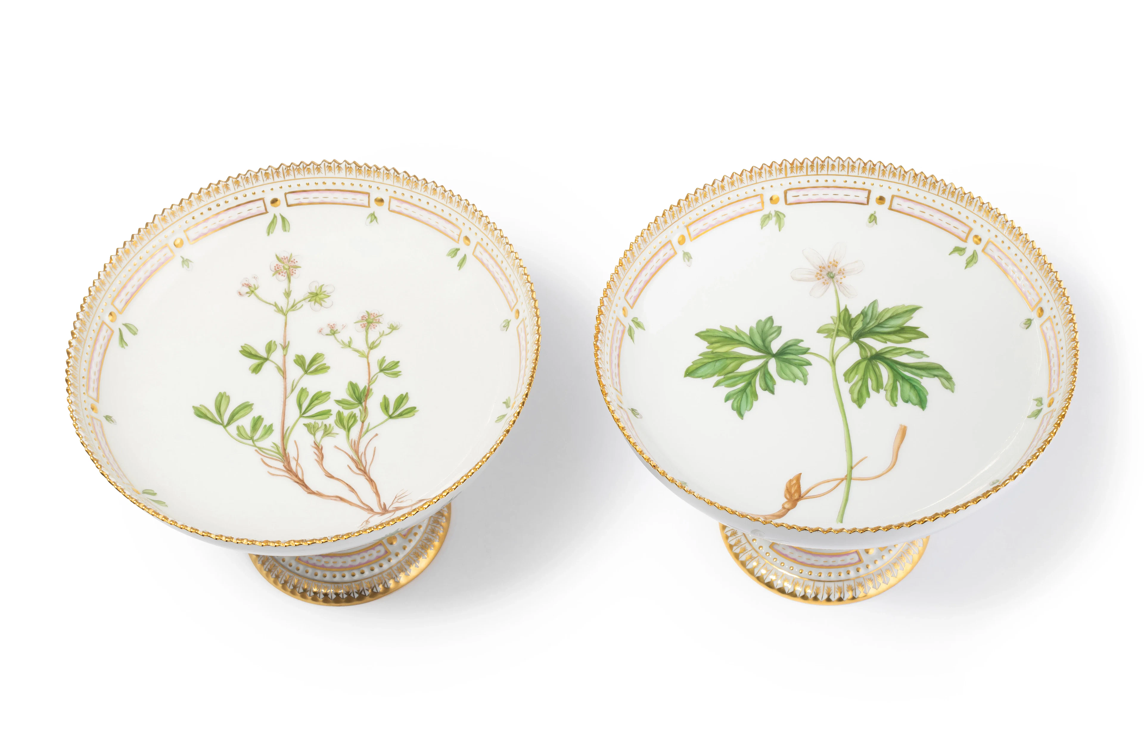 Royal Copenhagen, 1 Paar Fussschalen "Flora Danica"