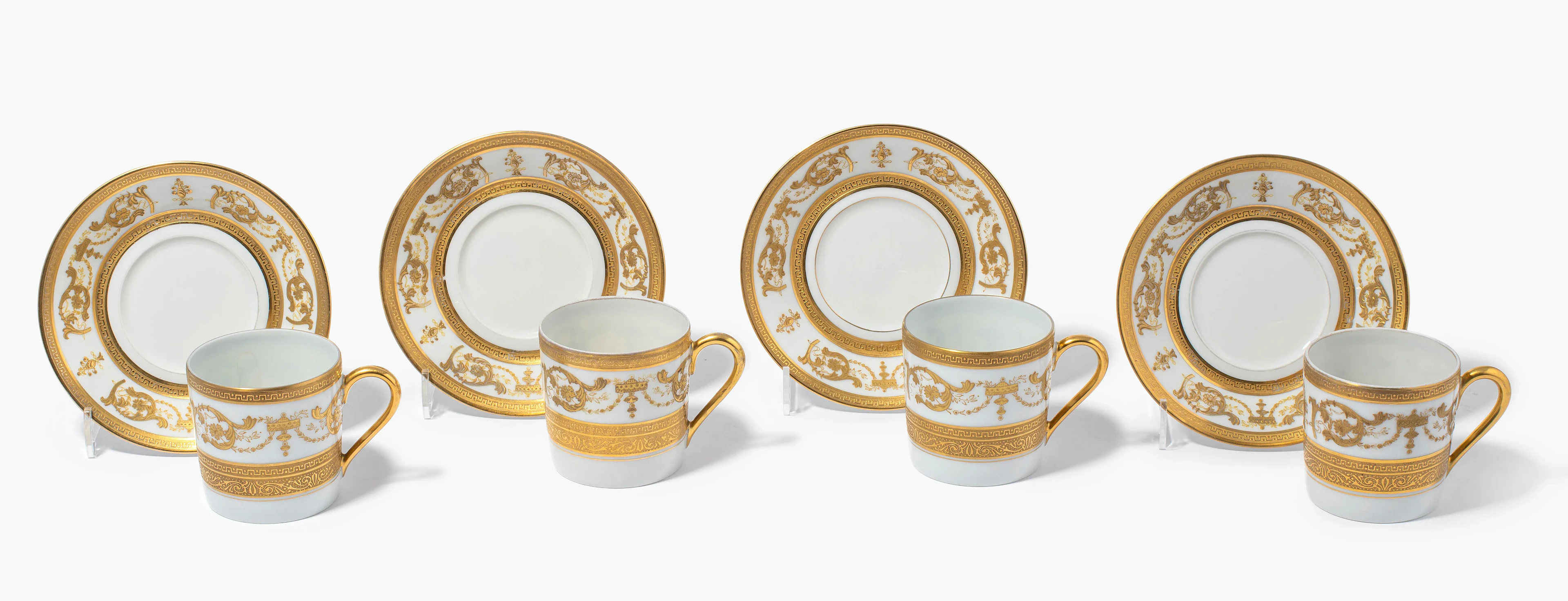 Limoges Haviland, 4 Kaffeetassen mit Untertassen "Impérator"