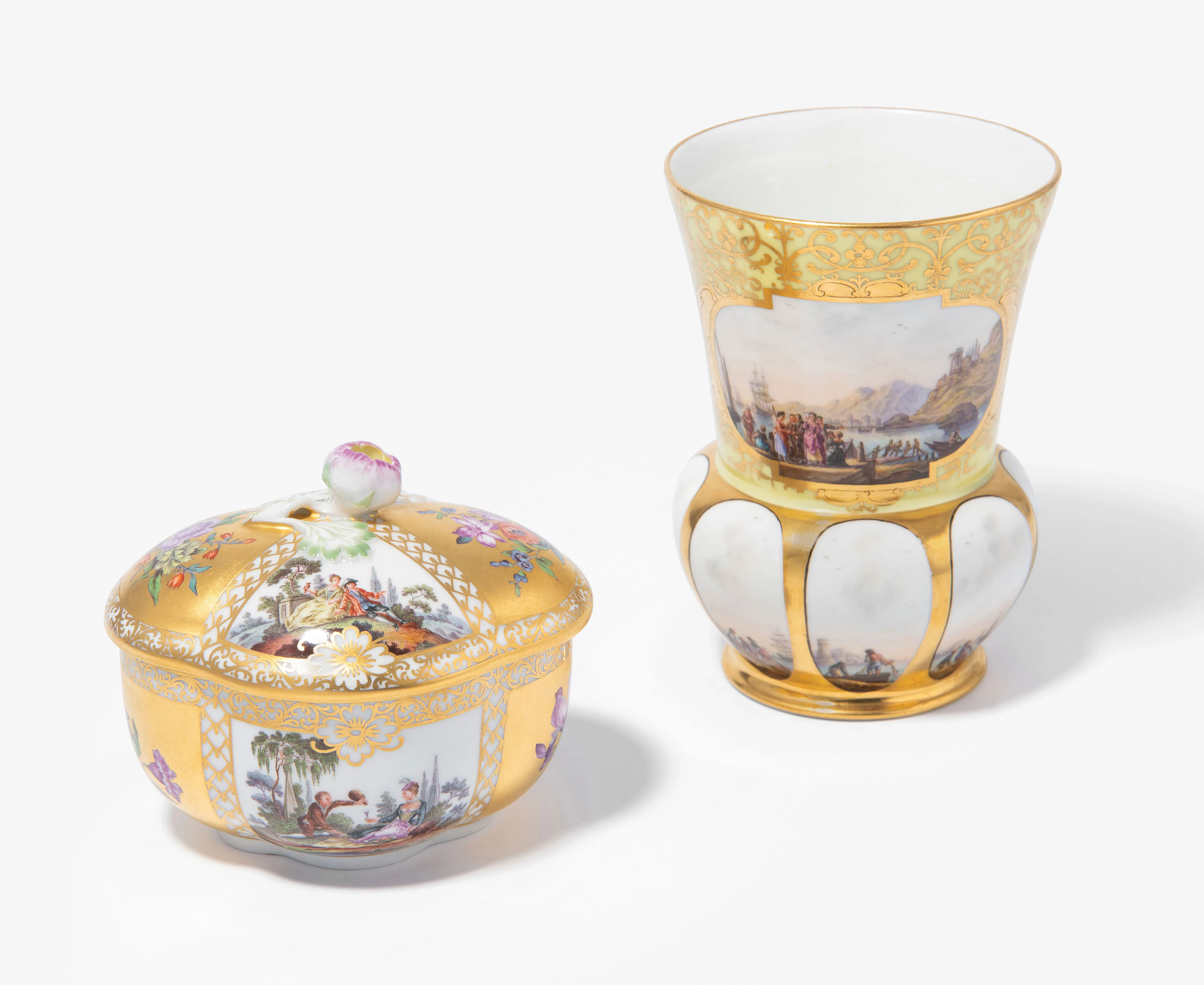 Meissen, Vase und Deckeldose