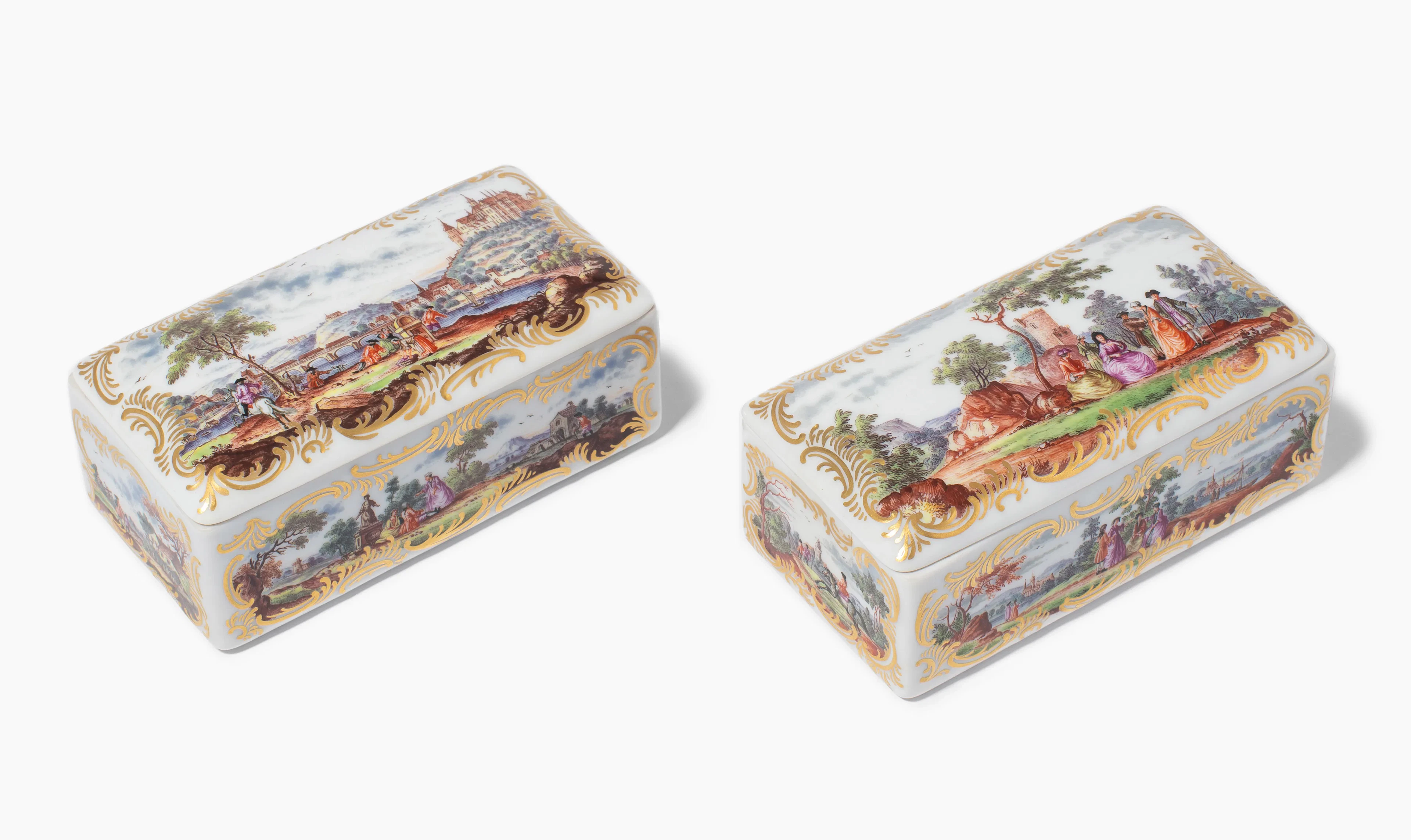 Meissen, 2 Deckeldosen