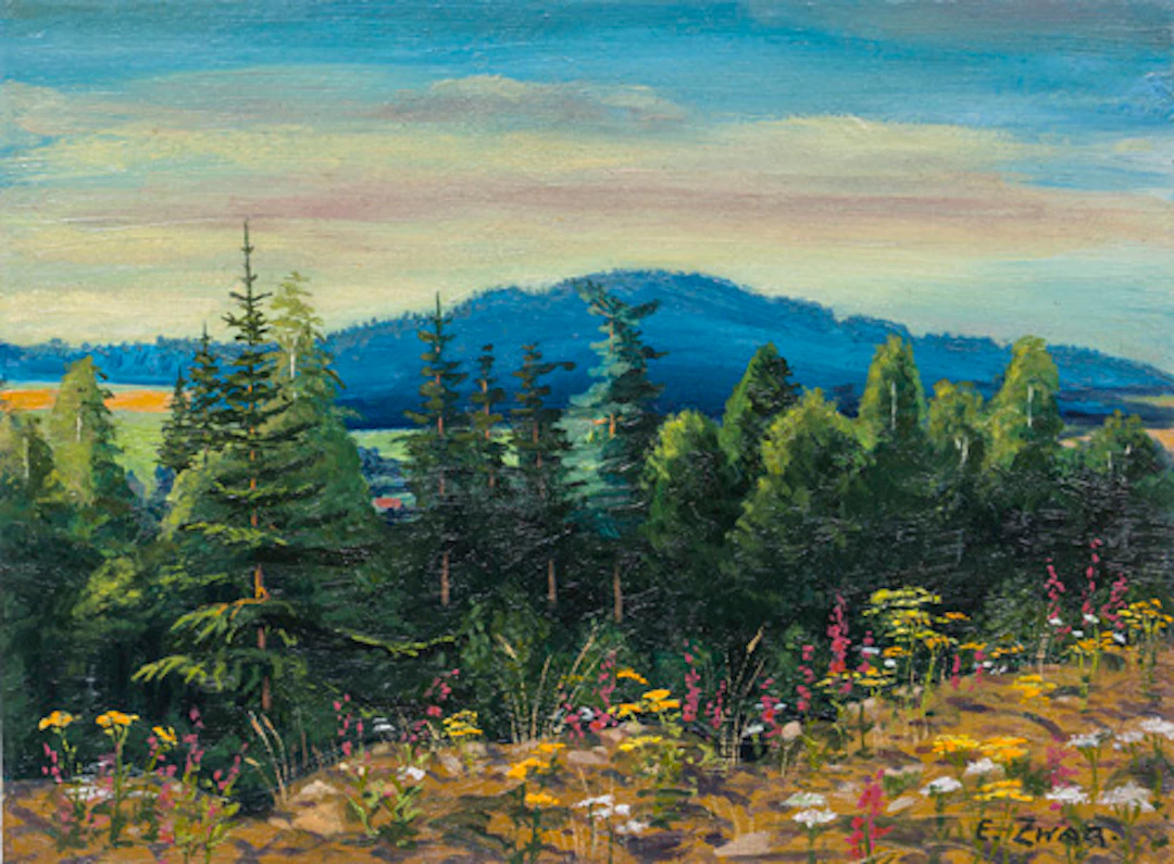 098 Erhard Zwar "Wildblumen. Motiv aus dem Isergebirge. Blick über