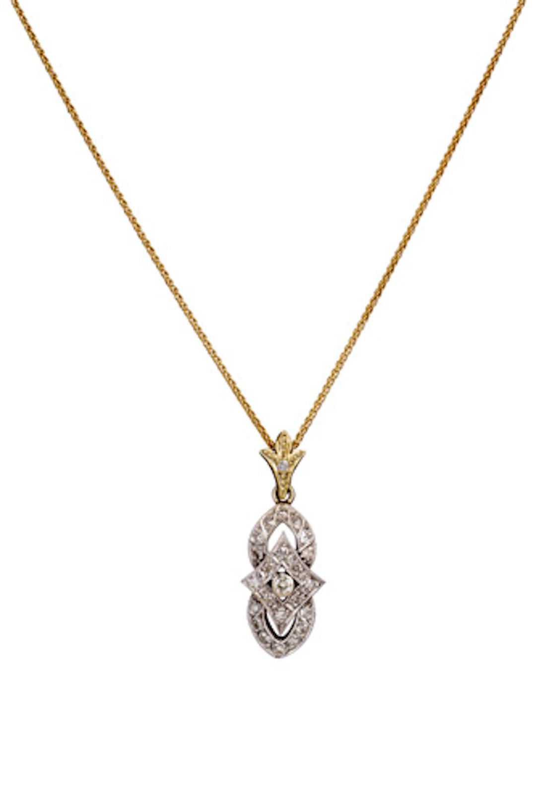 760 Collier mit Brillant-Besatz im Art déco-Stil.