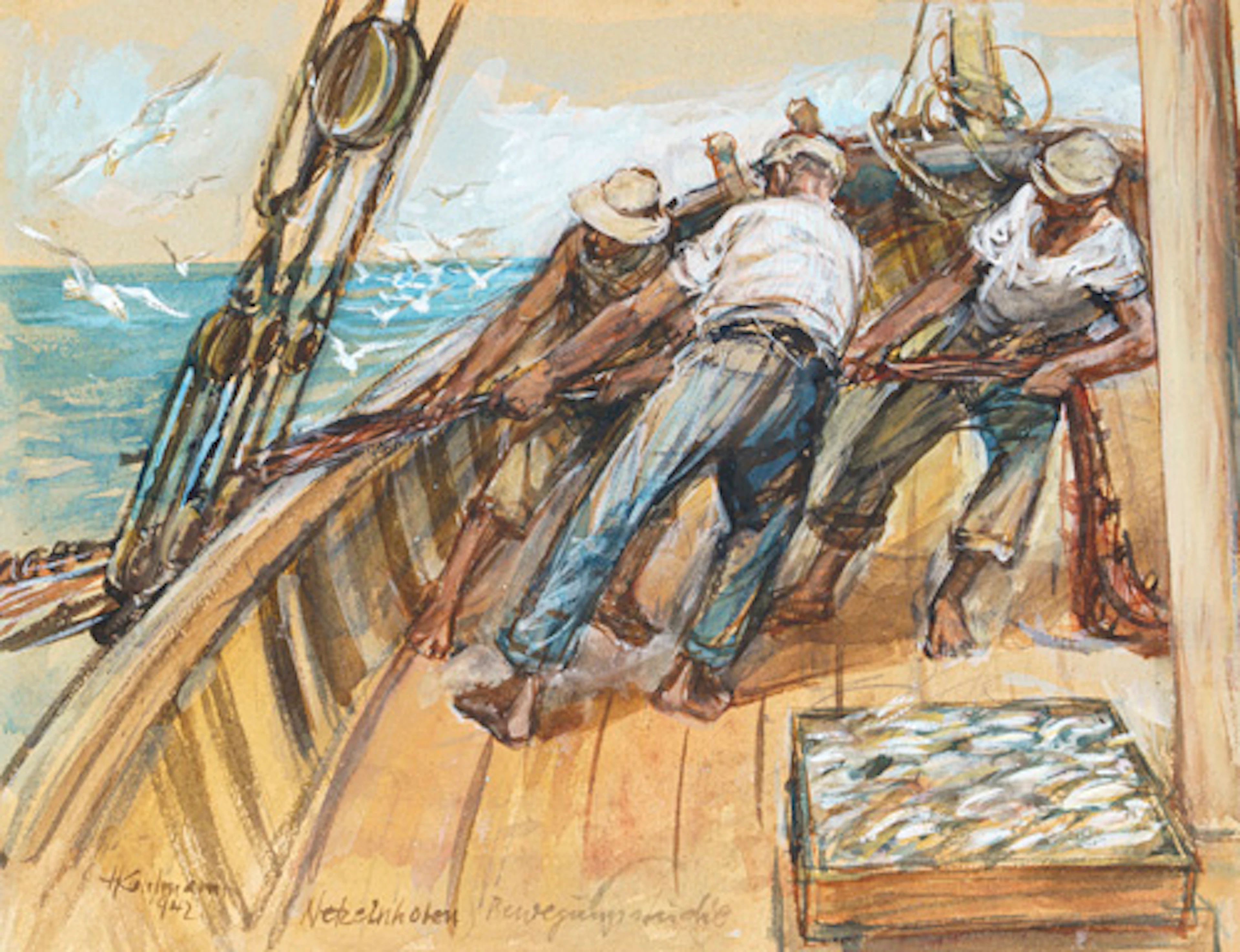 322 Hermann Kohlmann "Netzeinholen". 1942.