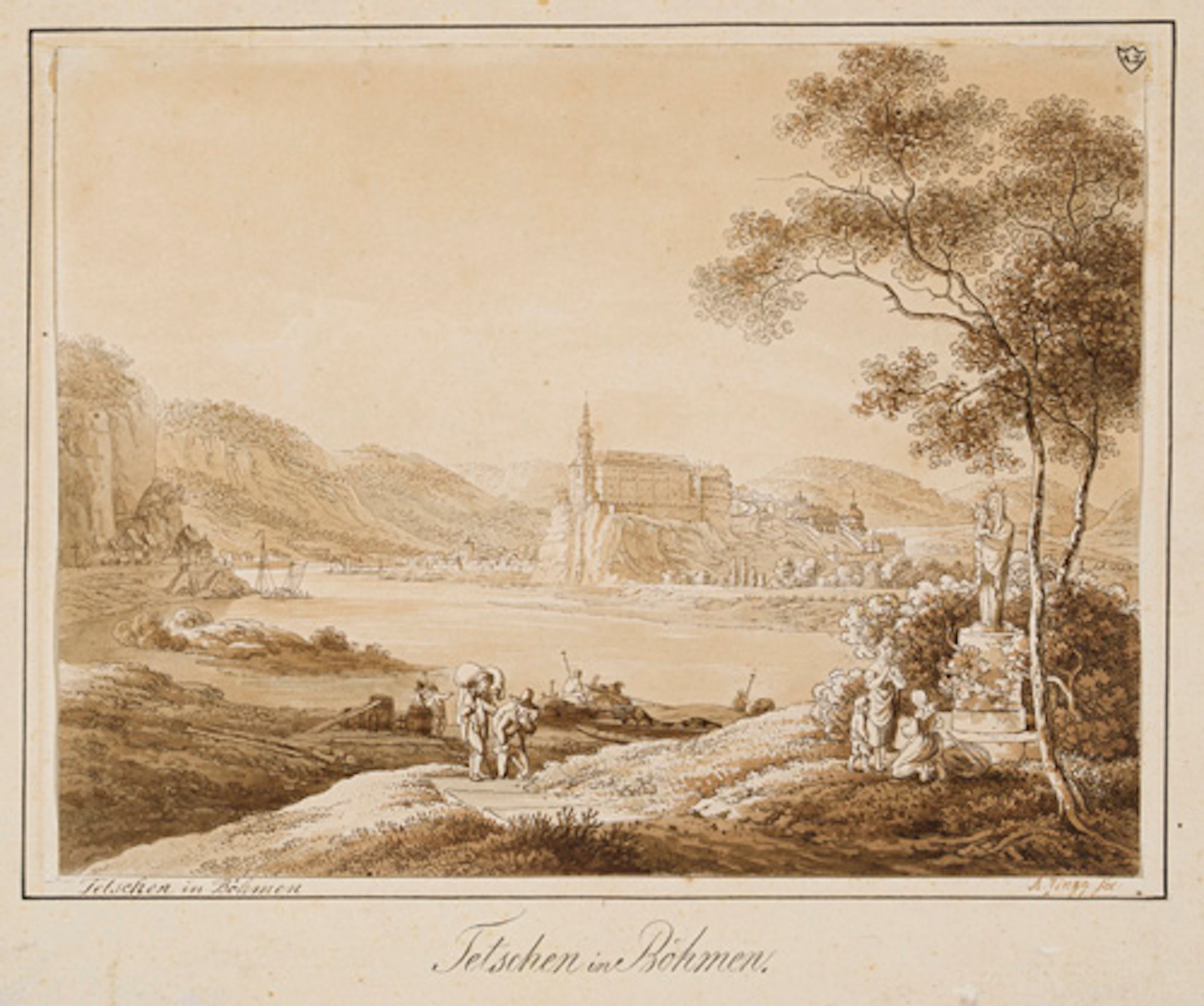 233 Adrian Zingg "Schloss Tetschen an der Elbe". Um 1800.