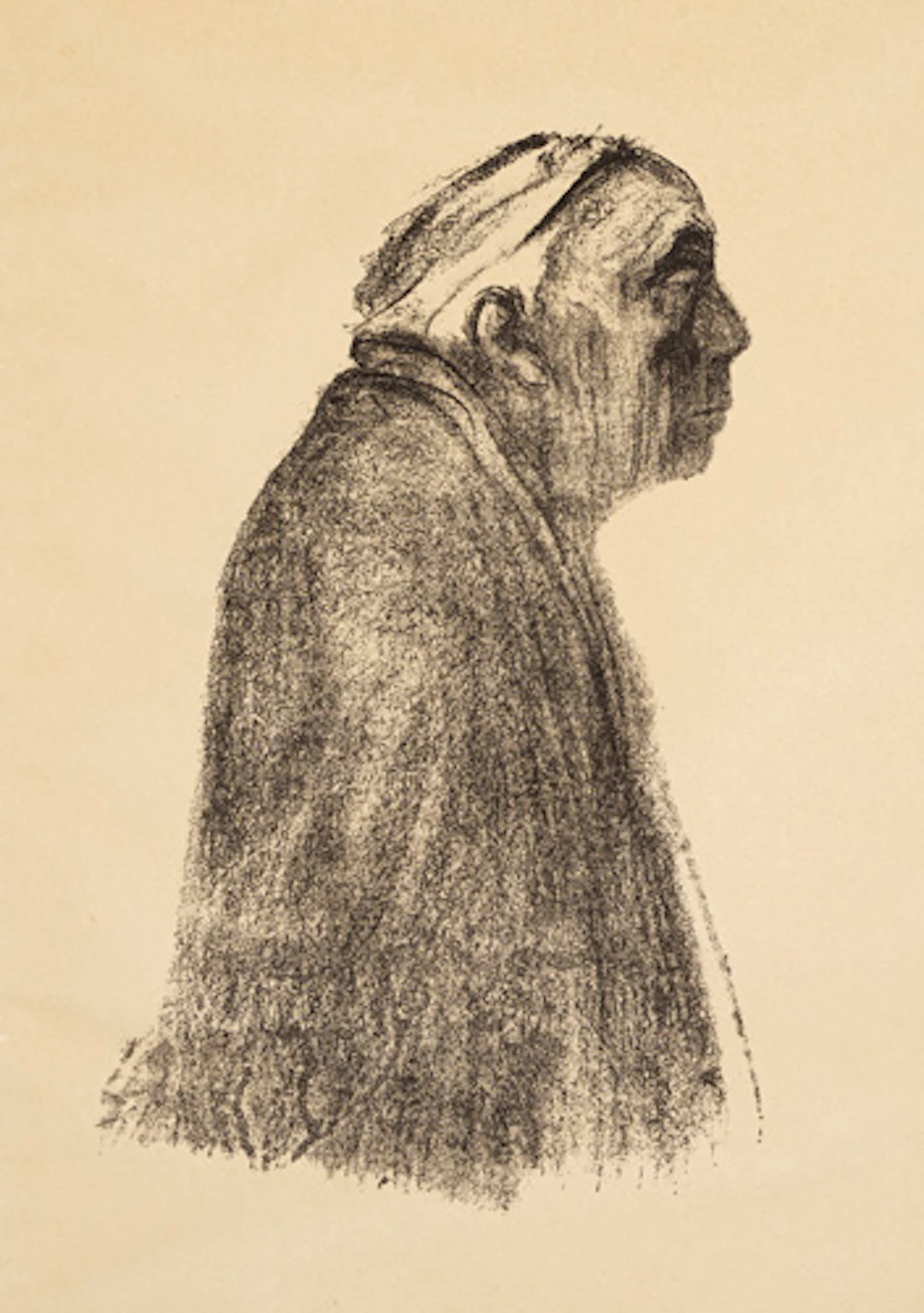 326 Käthe Kollwitz "Selbstbildnis im Profil nach rechts". 1938.