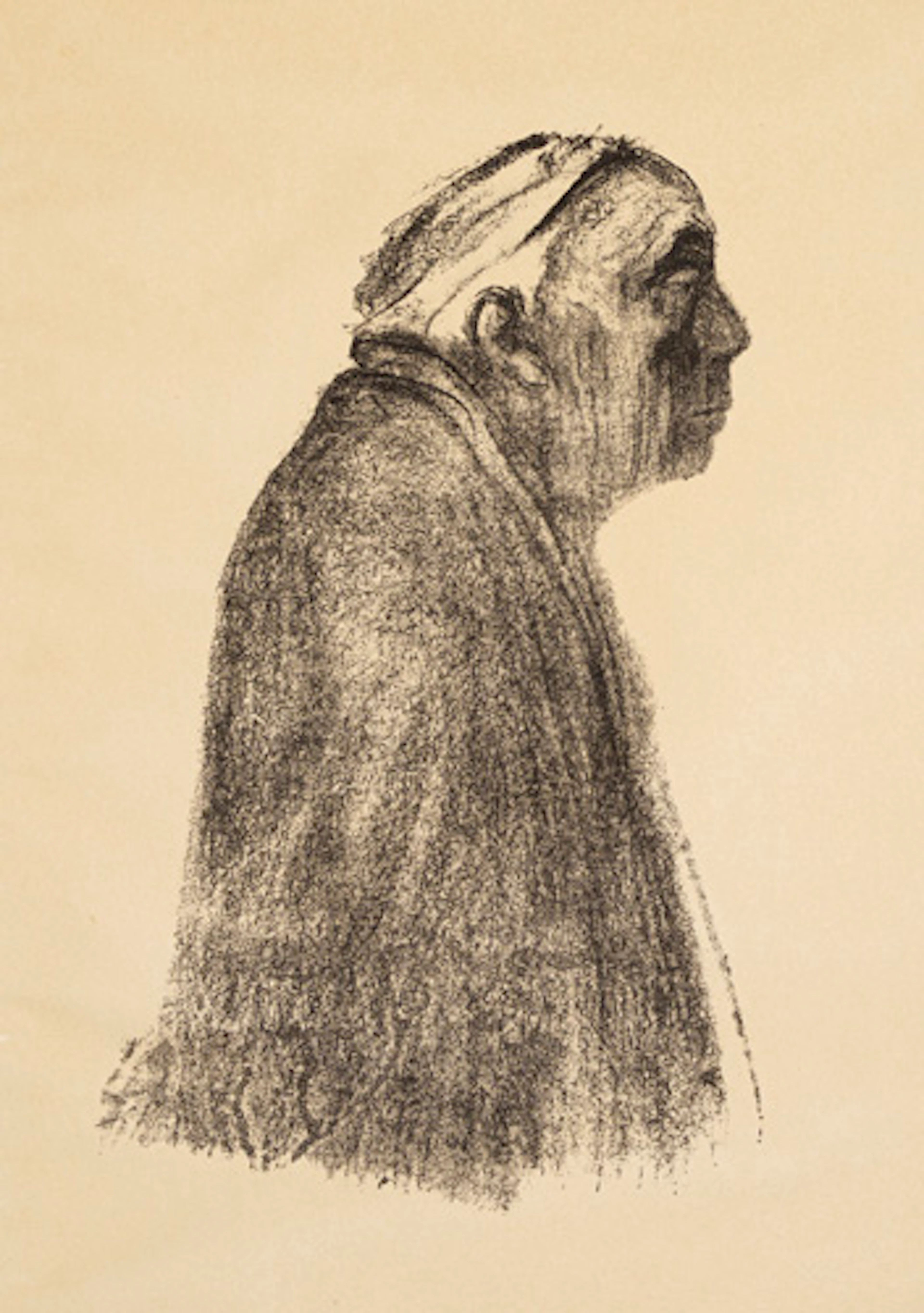 326 Käthe Kollwitz "Selbstbildnis im Profil nach rechts". 1938.